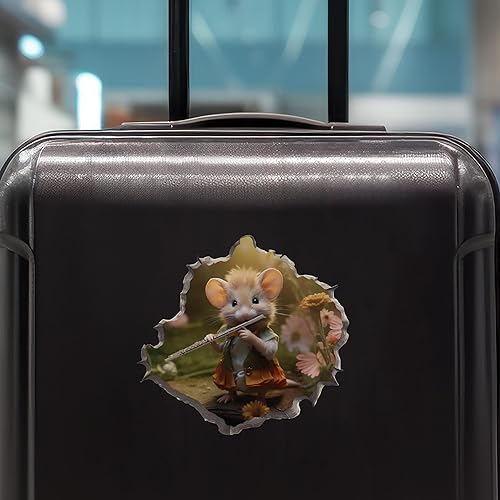 Miniatura 7 de Calcomanía de flauta de ratón en agujero de ratón, adhesivo de pared 3D con agujero de ratón