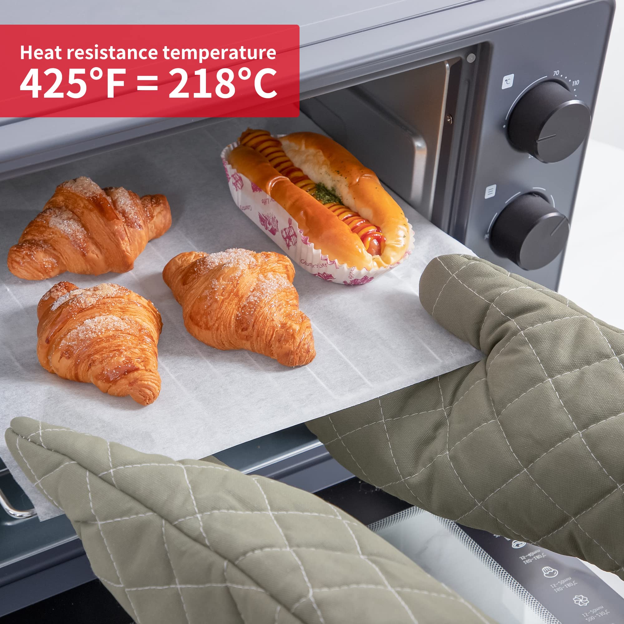 Rękawice kuchenne 1 para 38 cm długa pikowana podszewka frotte - odporne na wysokie temperatury rękawice kuchenne, rękawice trudnopalne, zielone, 2 szt