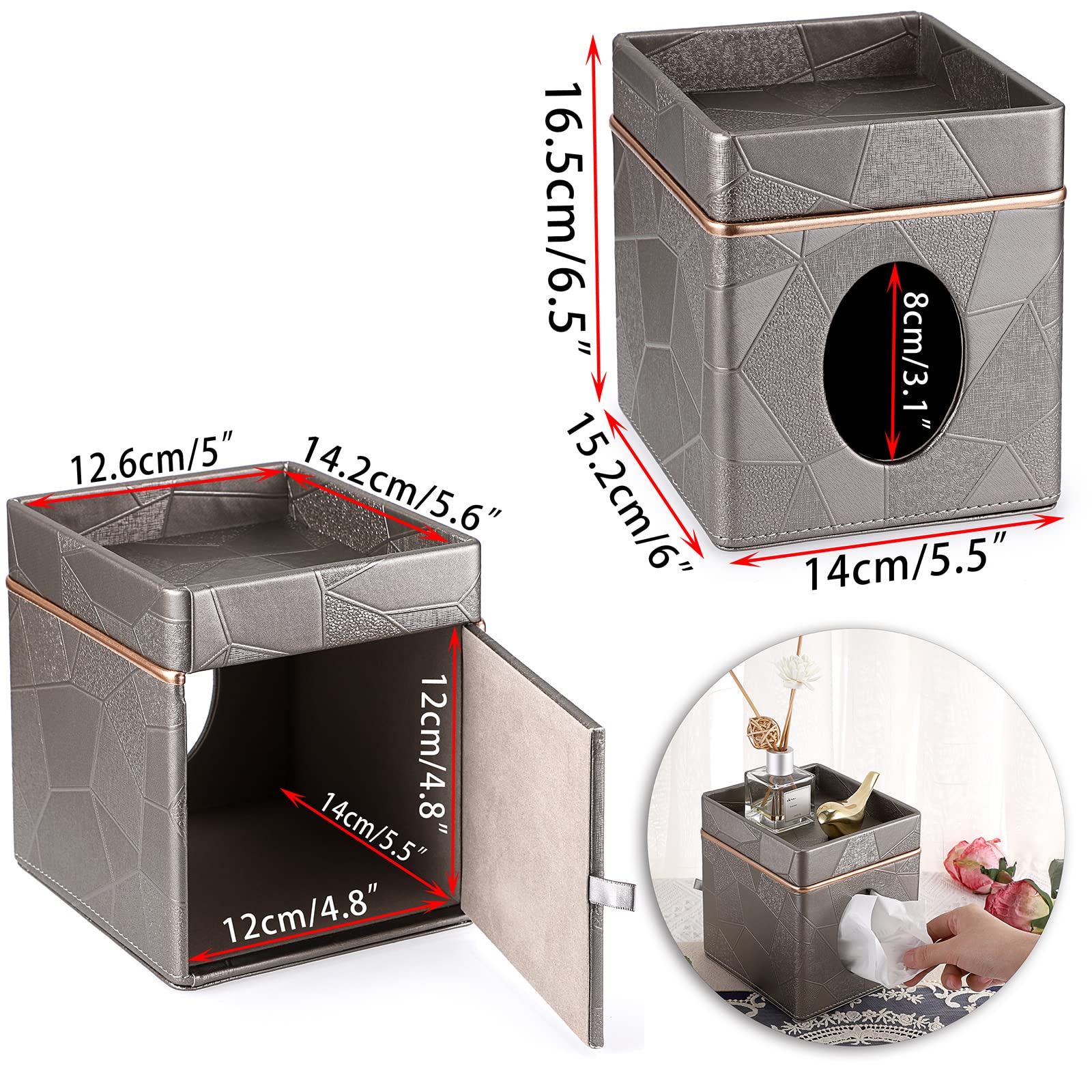 Sumnacon Scatola Portafazzoletti Rettangolare In Pelle PU - Beige, 26,4x15,4x9,6 Cm, Capacità 180 Fazzoletti, Per Casa E Ufficio