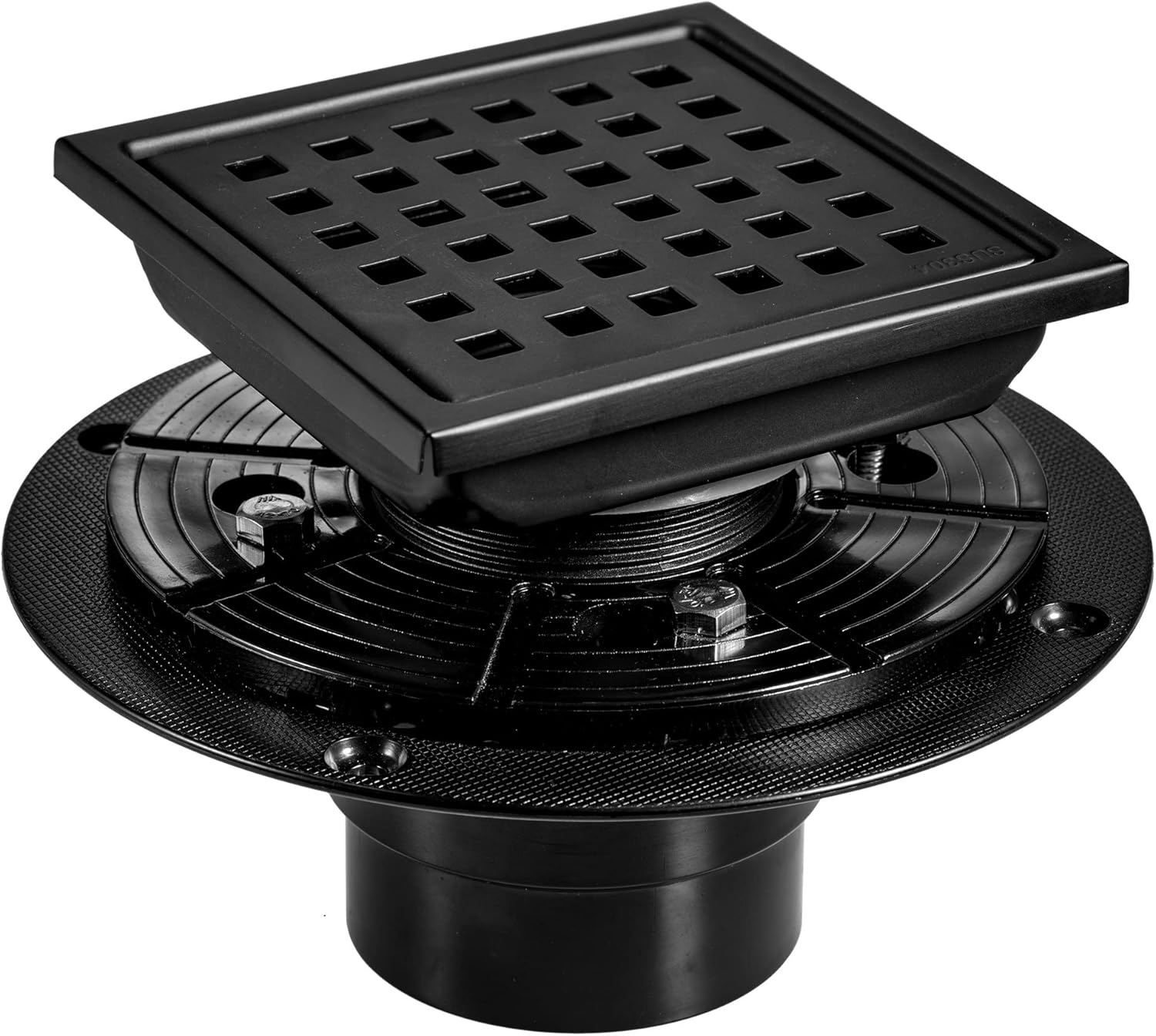 6 Inch Square Shower Floor Drain, Stainless Steel Flange