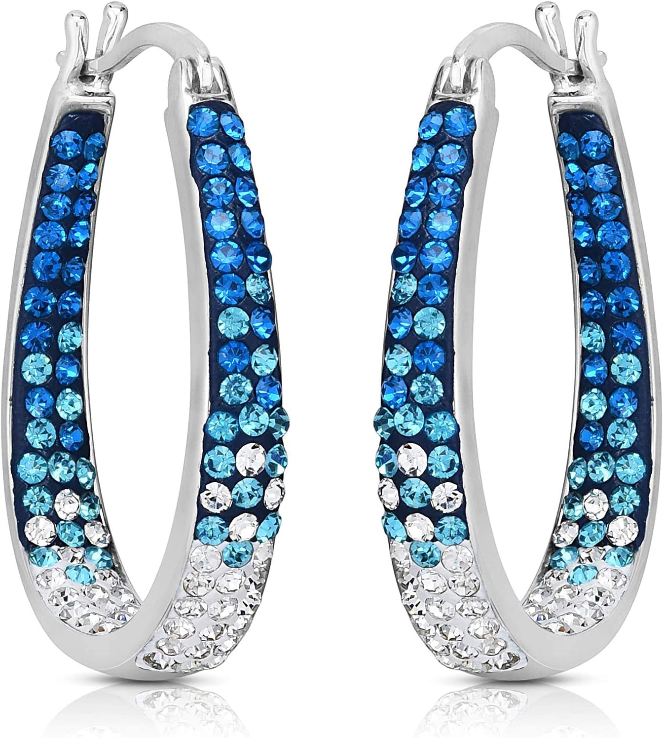 Savlano 14K White Gold Plated Inside Out Crystal Hoop Earrings For Women Comes With Savlano Gift Box - Image 2