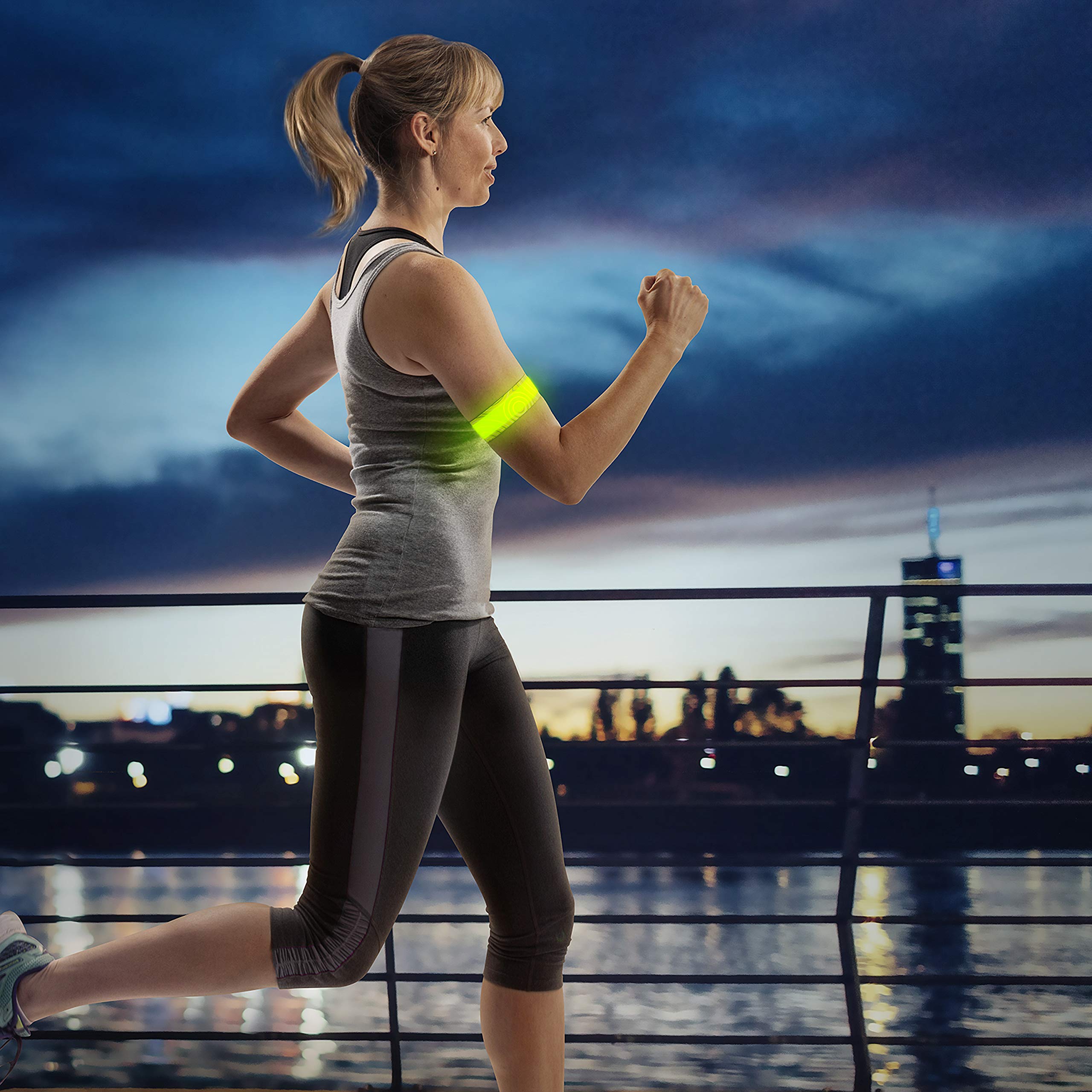 Nite Ize SlapLit Rechargeable LED Slap Wrap - Light-Up Slap Band for Wrists or Ankles - Wristband for Nighttime Visibility - Running, Biking, Hiking & More - Neon Yellow with Green LED