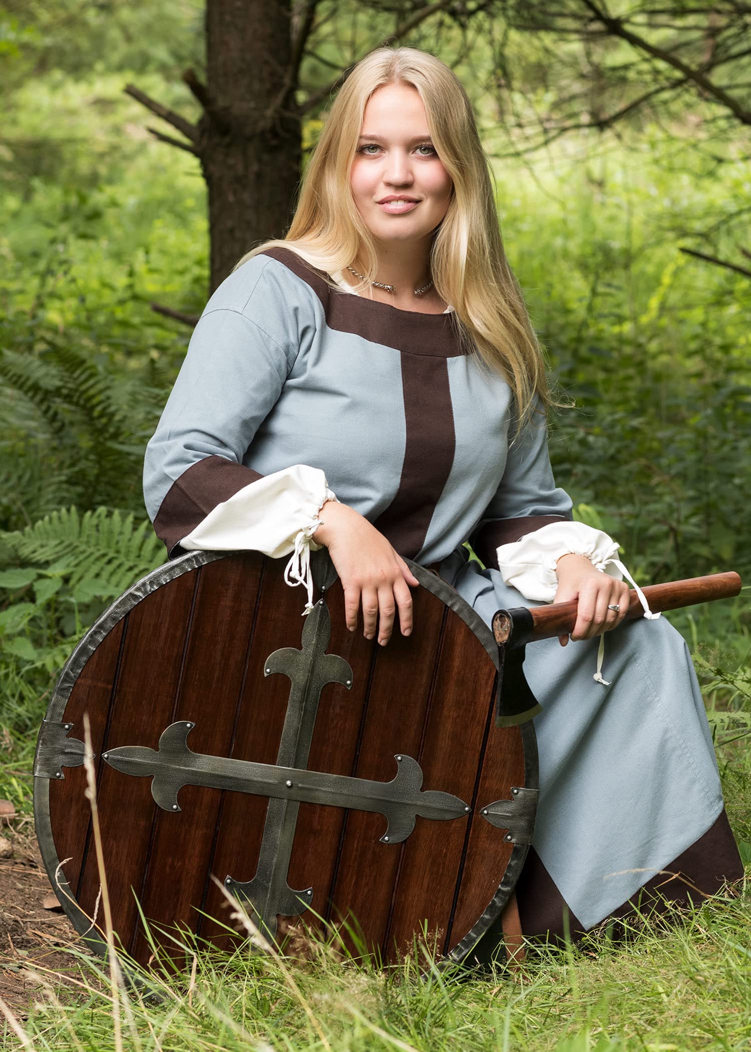 Battle-Merchant - Rundschild aus Holz mit Stahlbeschlägen - Wikinger Mittelalter Schild für Erwachsene - Wikingerschild