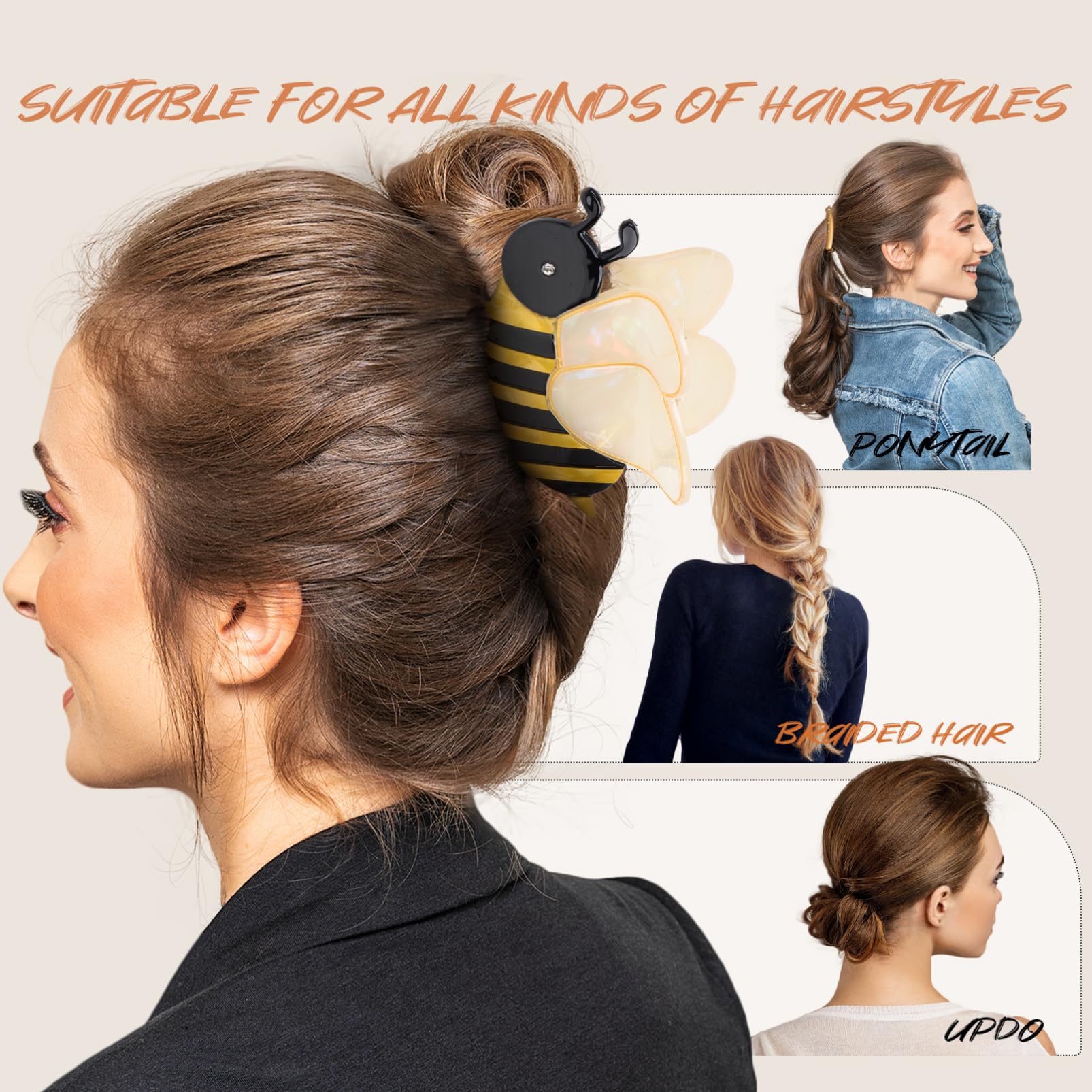 Amazon | FOMIYES カートゥーンハチヘアピン 可愛い動物デザインの髪