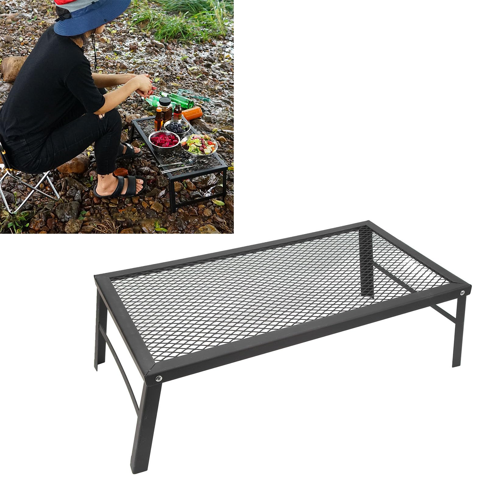 SucceBuy Barbecue de feu de camp pliable, grille robuste en