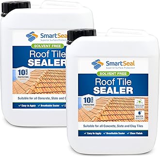 SmartSeal Roof Tile Sealer - 2 x 5L - Breathable Clear Roof Sealer. Solvent-Free Clear Sealant that Helps Prevent Moss, Mould, Algae & Lichen Growth on Concrete, Slate & Clay Tiles