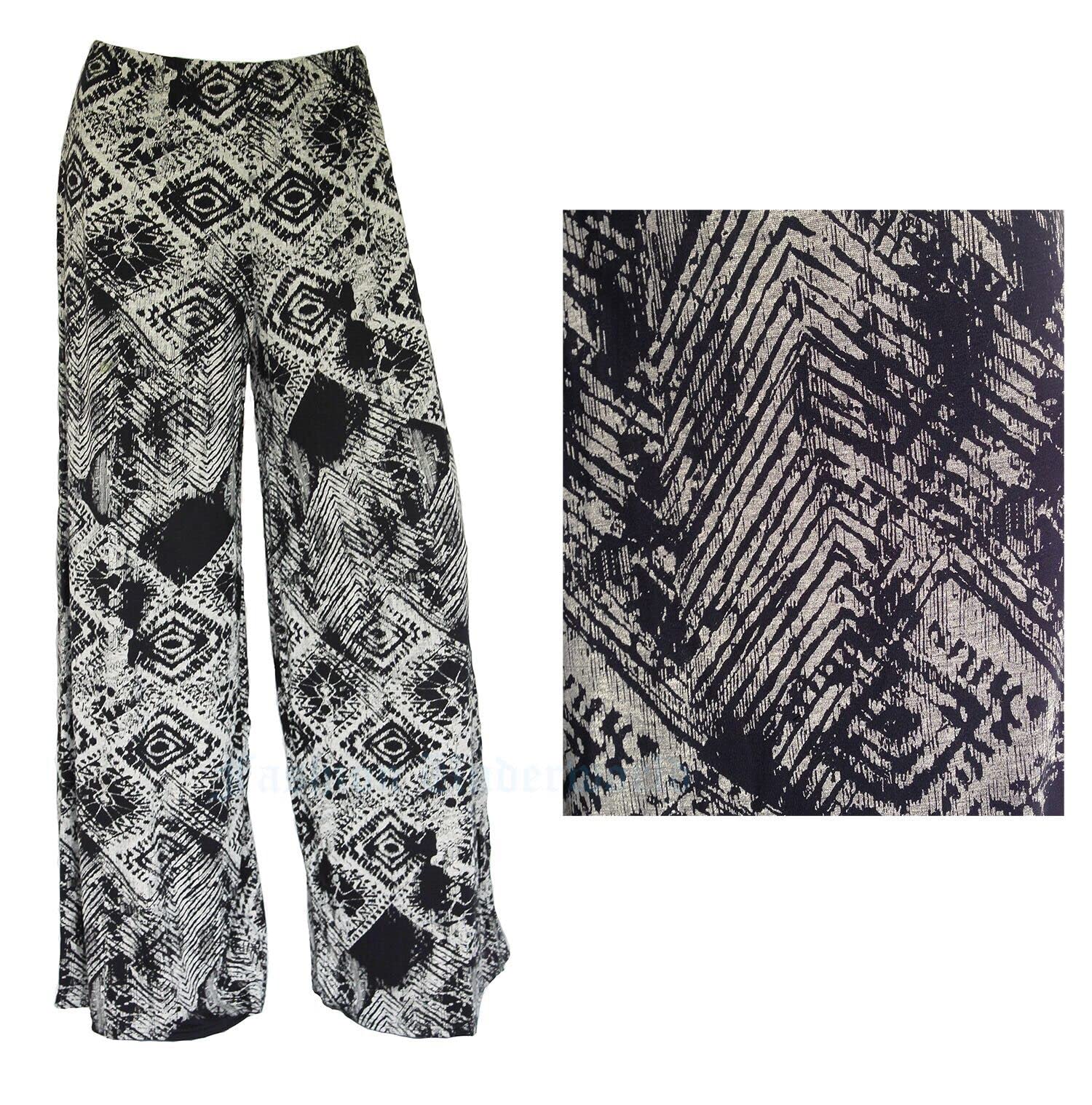 WearAll Plus Size Womens Plain Palazzo Wide Leg Flared Ladies Trousers Pants - 16-26