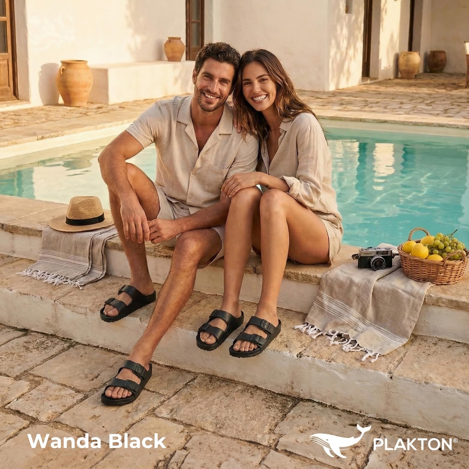 PLAKTON Swim Wanda Black Sandalias Hombre Mujer Impermeables Antiolor Antibacterianas Playa Piscina Verano 35-47