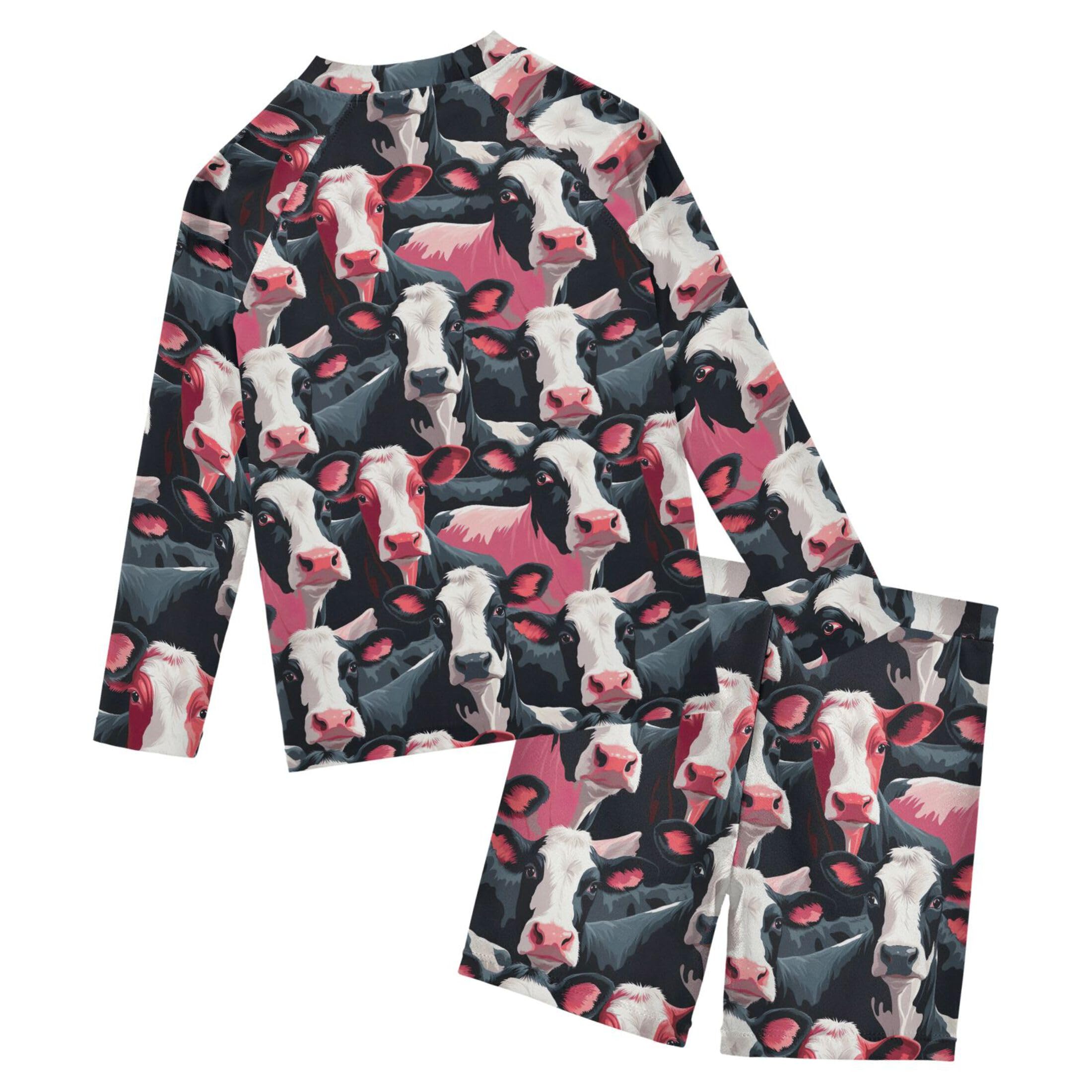 Cow Ox Animal Toddler and Baby Boys' 2-Piece Swimsuit Trunk, Long Sleeve Rashguard Bathing Suit B0402766