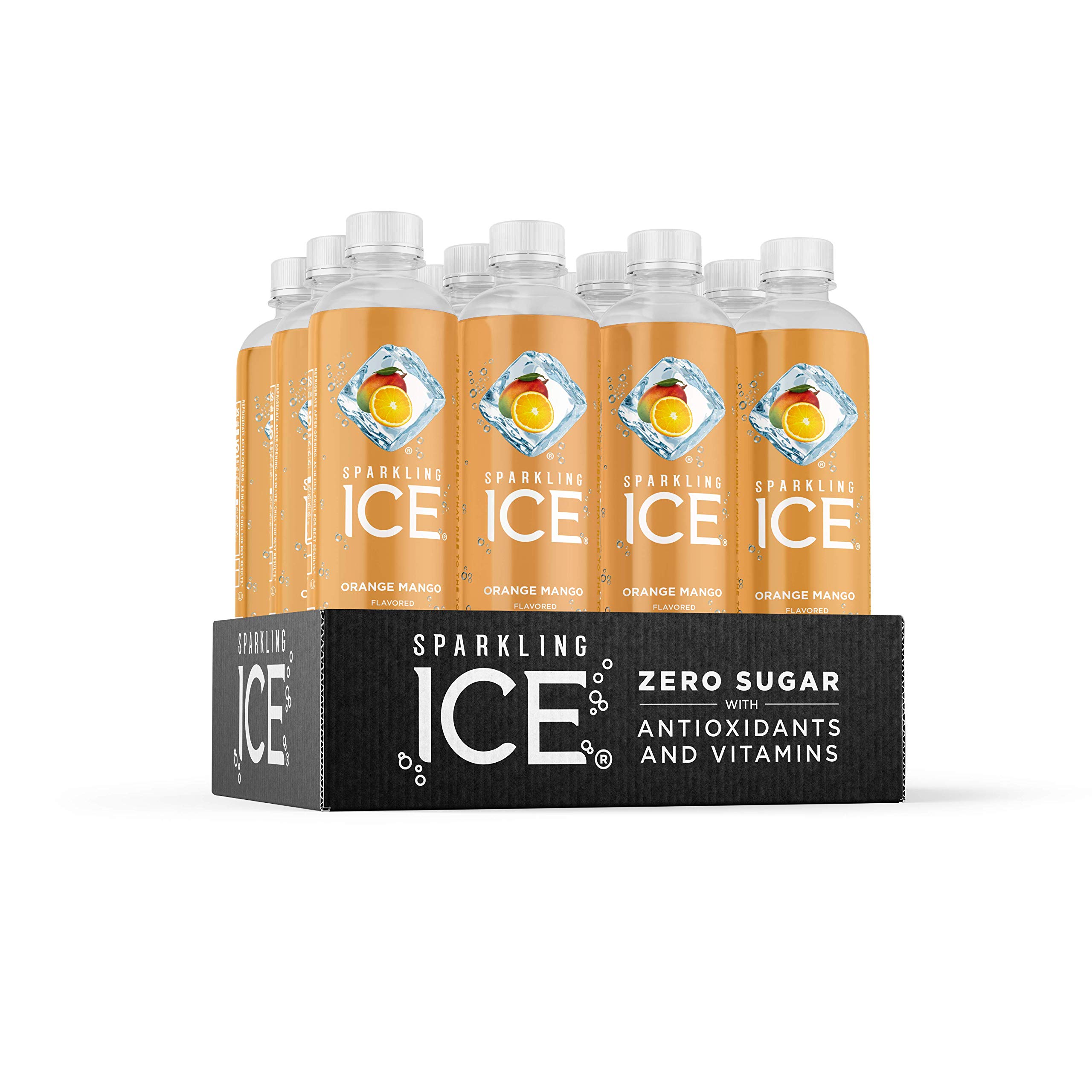 Sparkling Ice +Caffeine Tropical Punch Sparkling Water with Caffeine, Zero Sugar, with Antioxidants and Vitamins, 16 fl oz Cans (Pack of 12) and Sparkling Ice, Orange Mango Sparkling Water, Zero Sugar Flavored Water, with Vitamins and Antioxidants...
