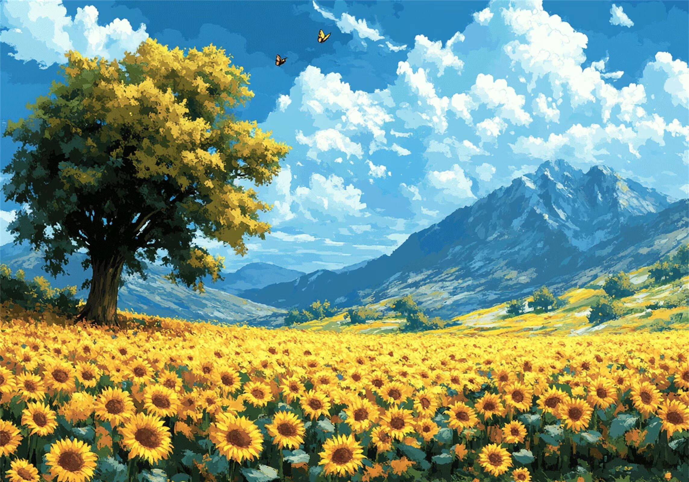 Puzzle krajobrazowe, 5000 elementów, dla dorosłych, klasyczne puzzle, słonecznik, Jigsaw, wyrafinowane, imponujące, edukacyjne, dla dzieci, drewniane puzzle, odpowiednie dla wszystkich grup wiekowych