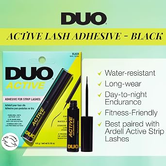 DUO Active Black Eyelash Glue - Waterproof & Long-Lasting Lash Adhesive for Strip Lashes, 0.16 oz, 2 Pack