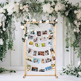 47 Inch Photo Display Board Wood Picture Collage Frame Christmas Standin...