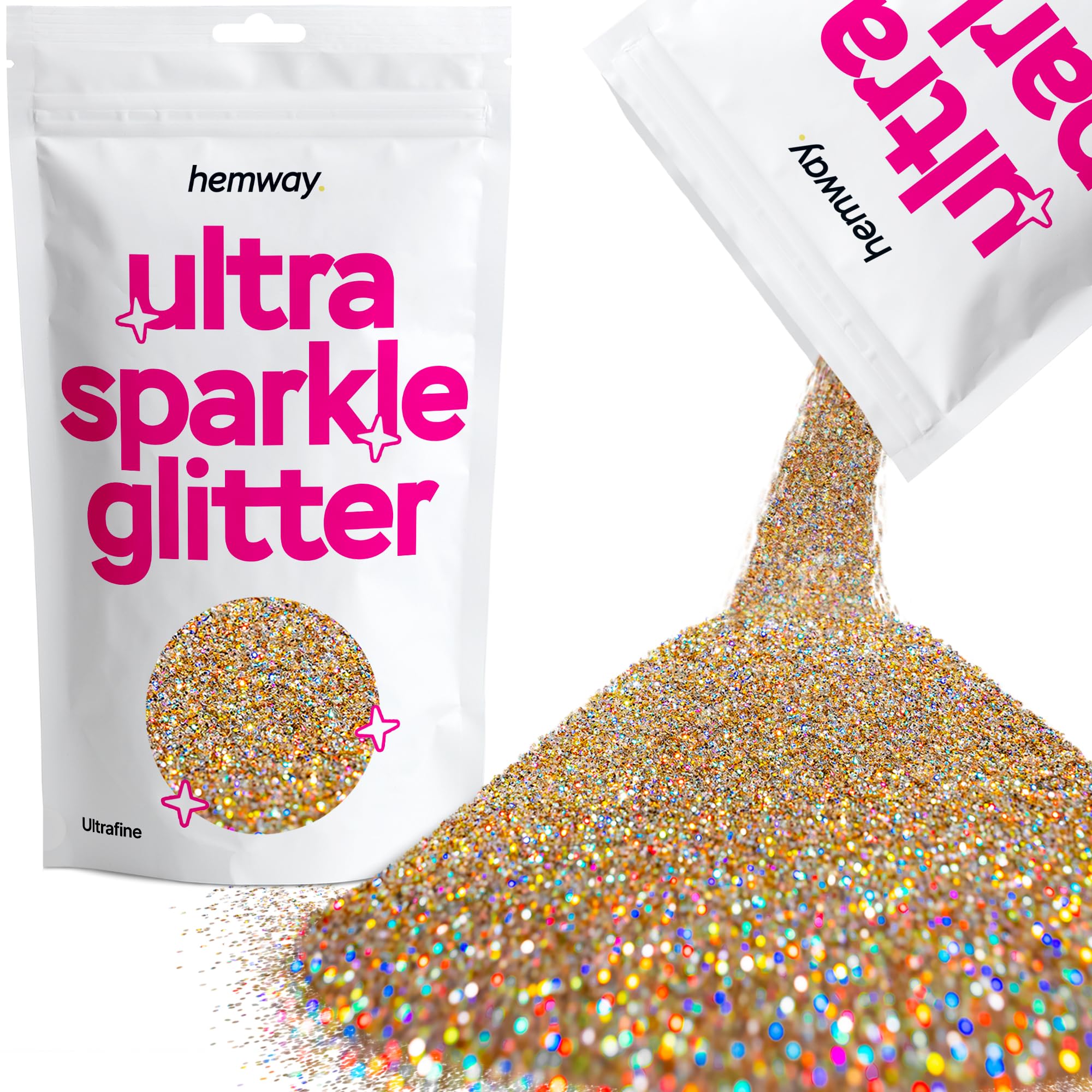 Hemway Ultra Sparkle Glitter Baby Pink Iridescent 100g Fine | Glitter for Arts & Craft, Makeup, Nail Art, Crafting, Card Making, Sparkle Decoration — view 31