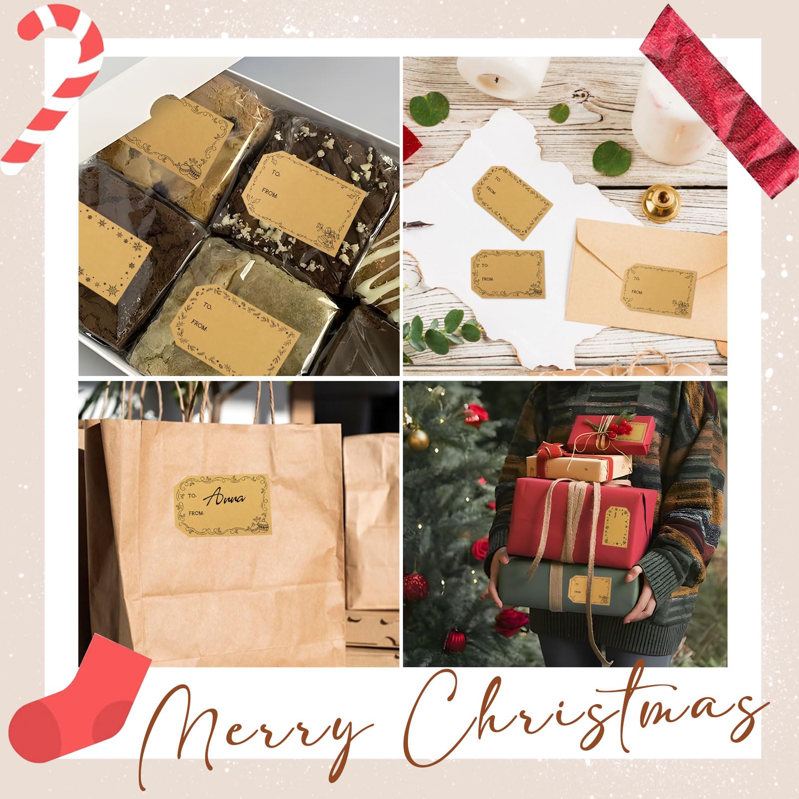 120 Adesivi Natalizi Per Regali - Etichette Decorative Con Babbo Natale, Alberi E Pupazzi Di Neve - Foto 4