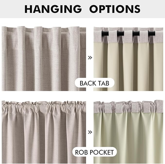 Cortinas Blackout 100% Lino MIULEE, Marfil, 42 x 84 Pulgadas, 2 Paneles miniatura 5