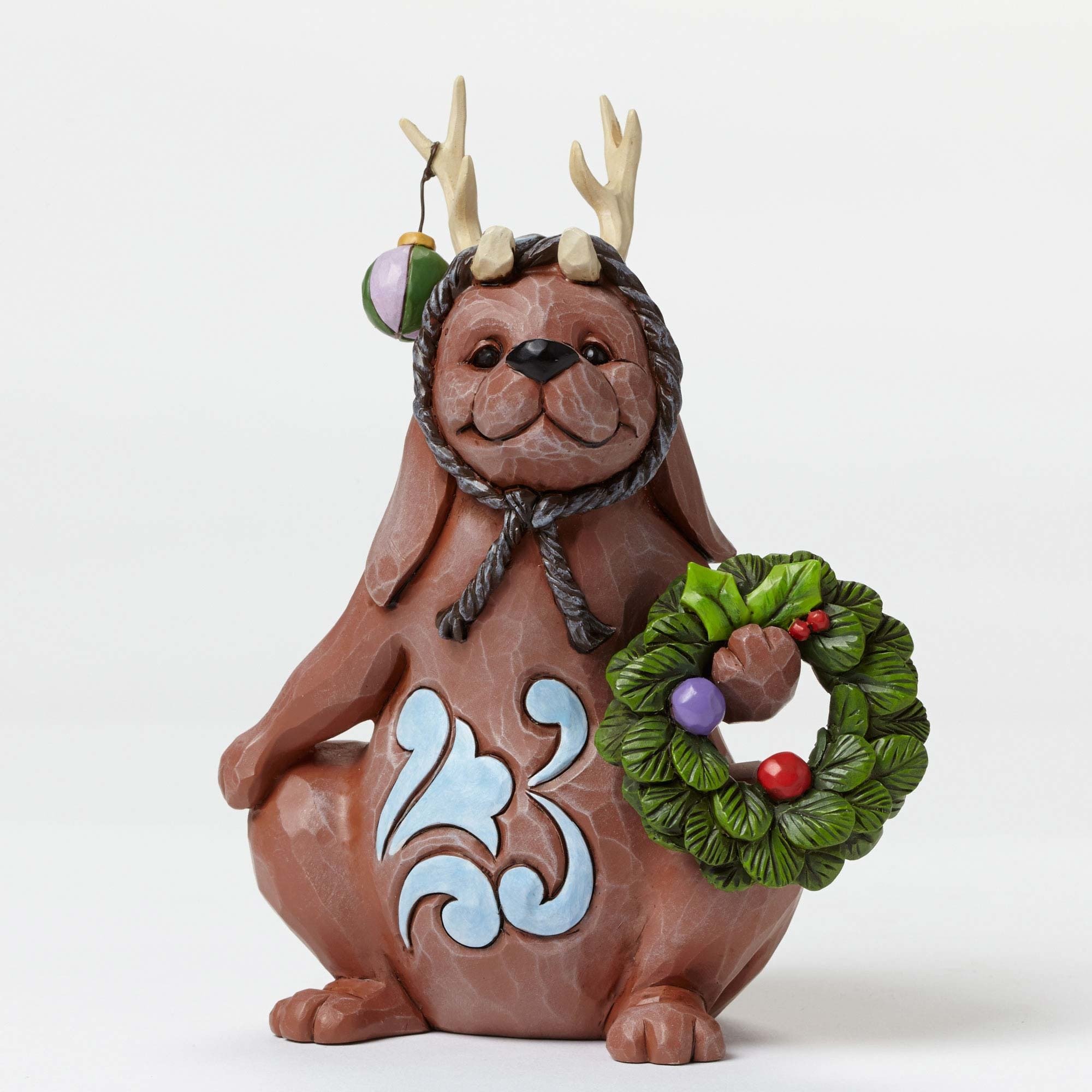 Jim Shore for Enesco Heartwood Creek Lazy and Lovable Christmas Dog Figurine, 5.875