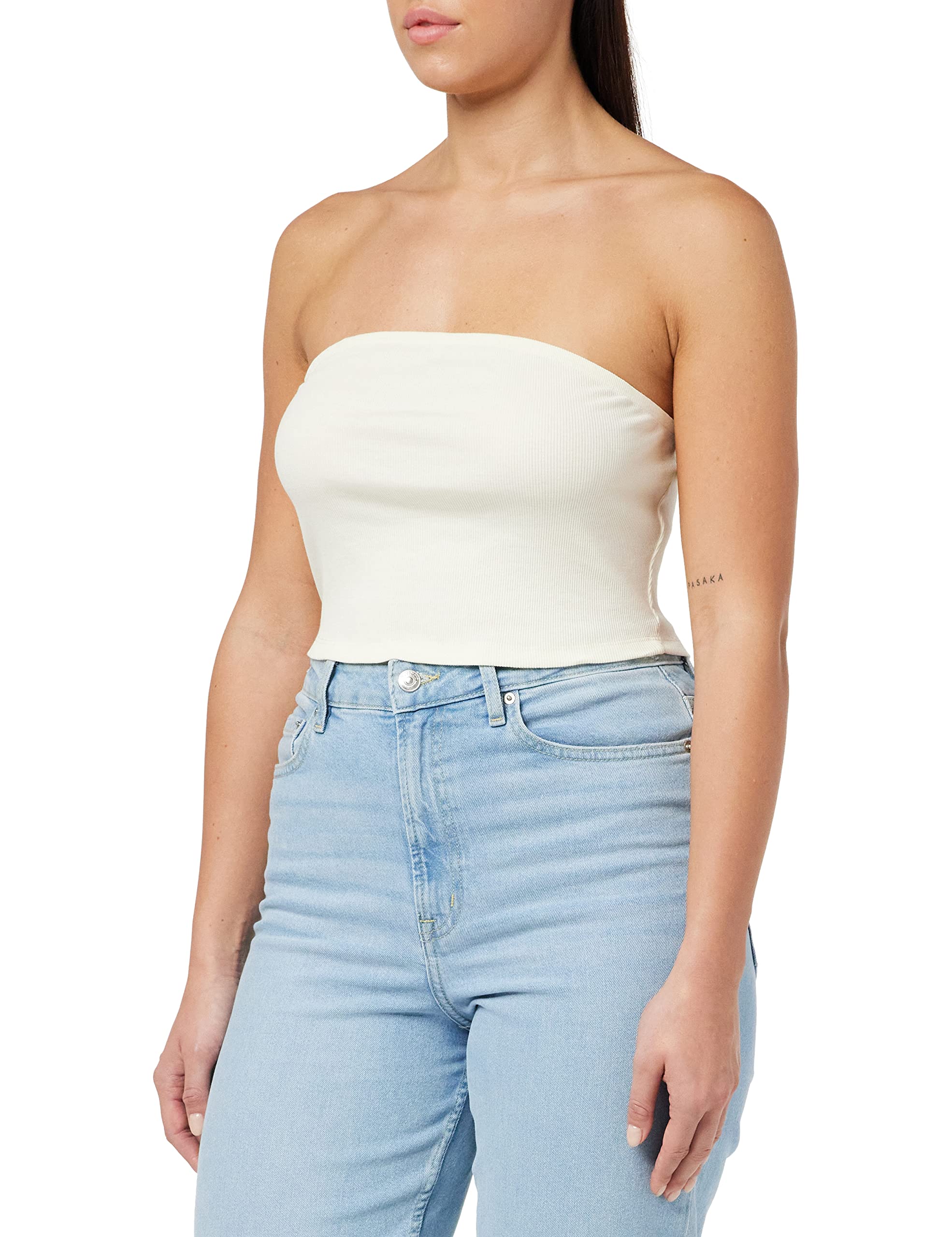 ONLY Women's ONLNESSA S/L Bandeau JRS Vest, Cloud Dancer, L