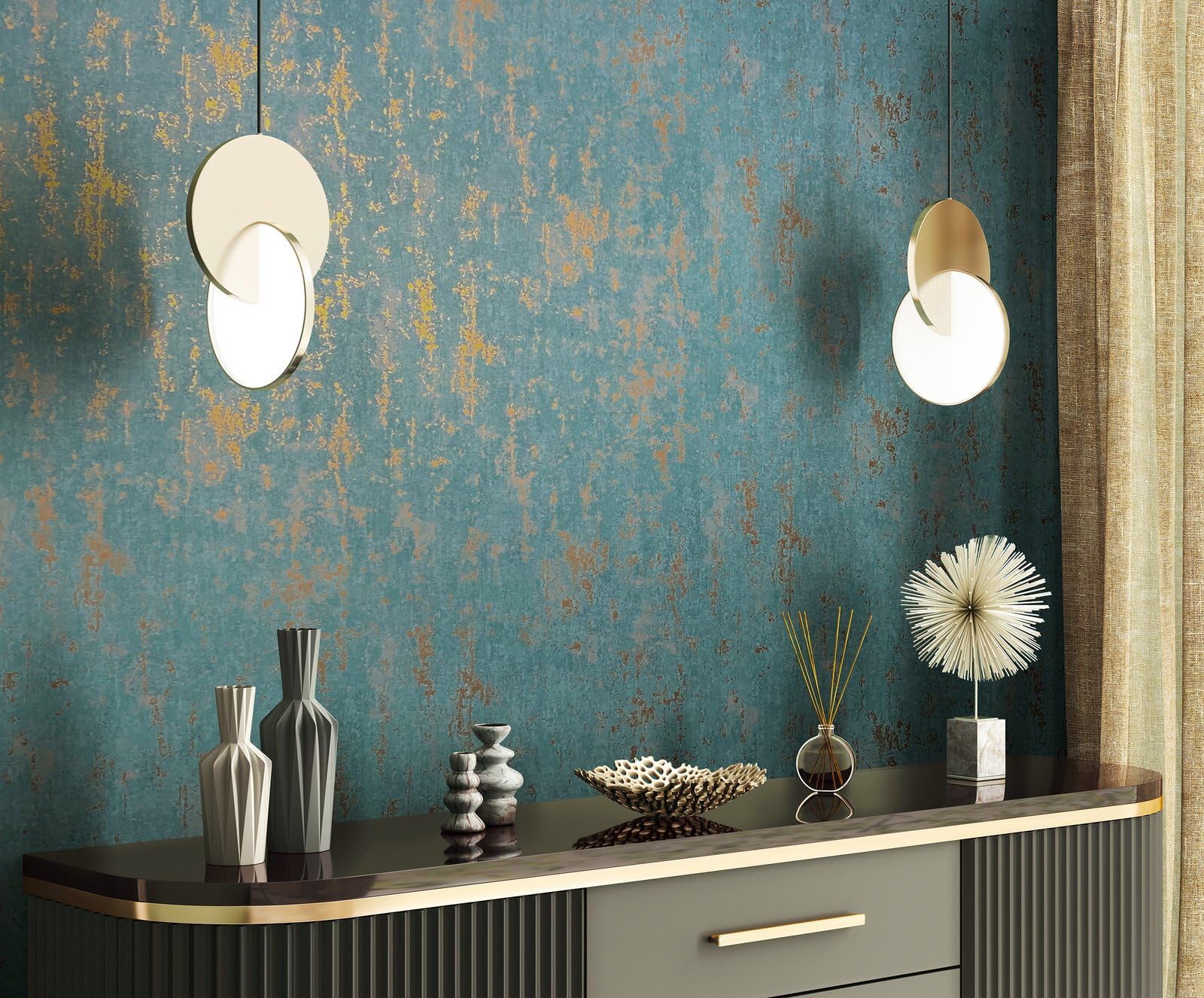 Galerie 35164 City Romance Green Industrial Wallpaper