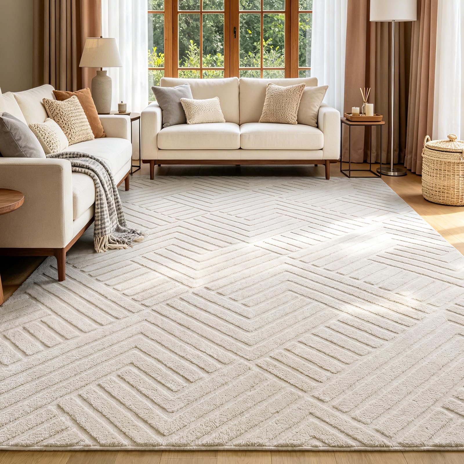 Enyhom Alfombra Salon Grande 200 x 300 cm, Efecto 3D Pelo Corto Alfombra Dormitorio Habitacion Lavable Antideslizante Moderna Tapete Sala Geométrico Tapete Quarto para Comedor, Habitación Infantil