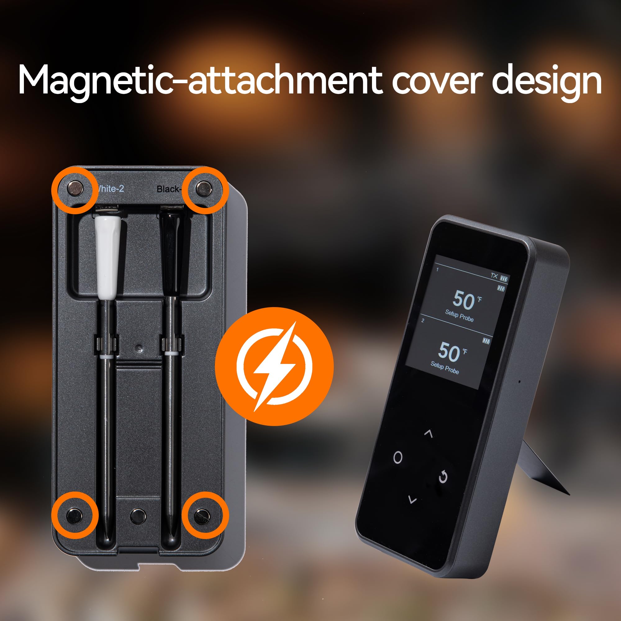 Termometro digitale wireless per carne, con doppia sonda e controllo tramite app Bluetooth, termometro ricaricabile per barbecue e barbecue per affumicatore, forno, cucina, sonda lavabile in