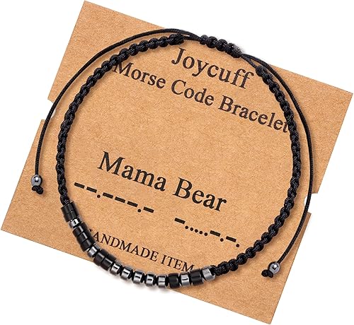 JoycuFF Pulseras inspiradoras en código morse para hombres y mujeres, Día de la Madre, Día del Padre, cumpleaños, regalos de Navidad para mamá,