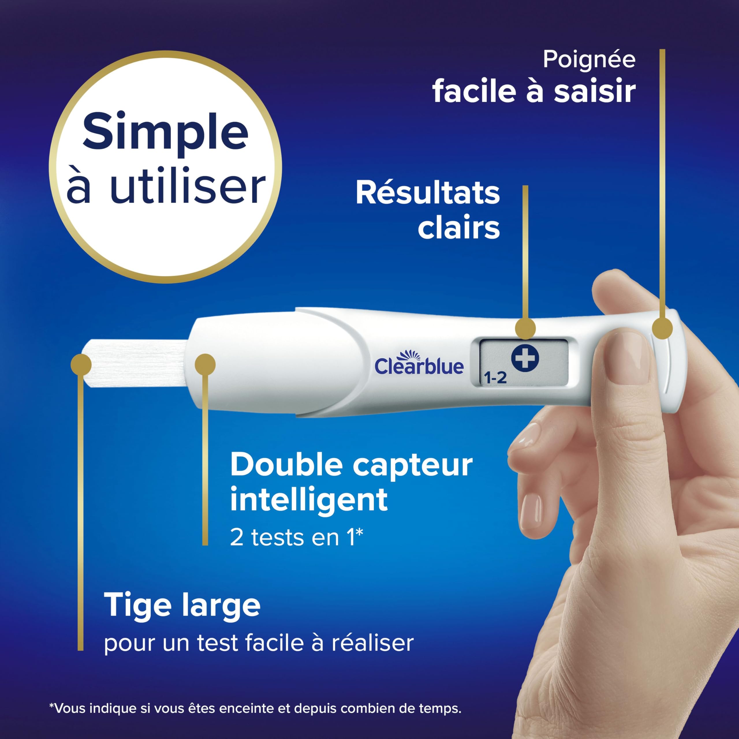 Clearblue Test De Grossesse Digital Avec Estimation De l’Âge De La Grossesse, Le Seul Test Qui Vous Indique Le Nombre De Semaines, 2 Tests Digitaux - 4