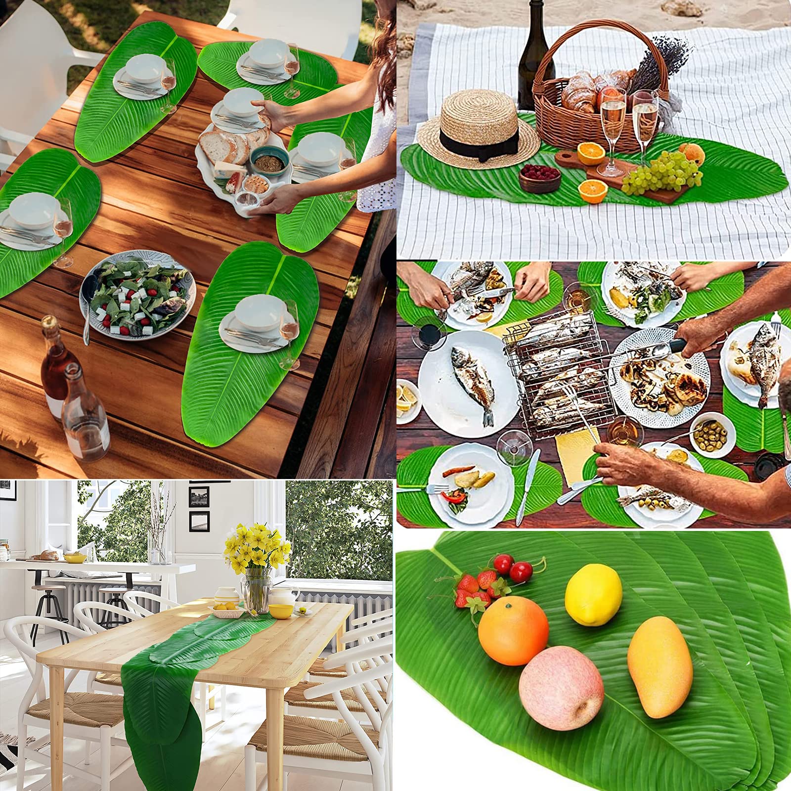Amazon.de: BITEFU 6 Stck Knstliche Bananenbltter Groe Knstlich  Tropische Bltter Grn Bananenblatt fr Hawaiian Luau Party Home Kitchen  Hochzeitsfeier Zuhause Dekor