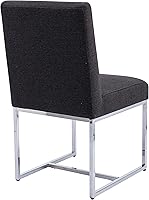 Vista 5 de Juego de 2 sillas de comedor modernas, sillas de comedor tapizadas de lino con patas de metal cromado para comedor, tocador, cocina, sala de estar