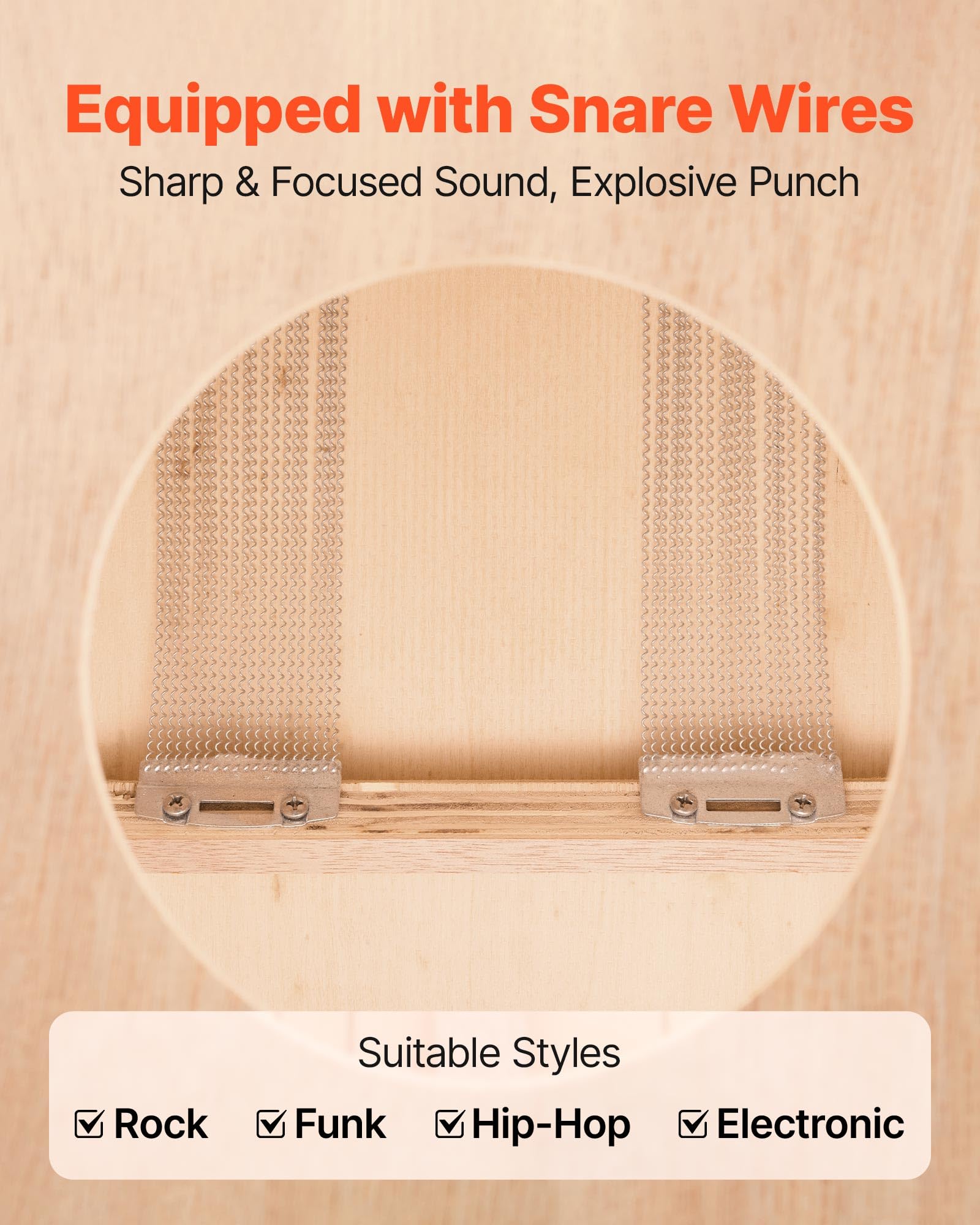 VEVOR Cajon Box Drum, Con Cordiere Rullanti Interni, Scatola di Percussioni in Legno Leggera, Strumento Musicale Portatile a Tamburo in Legno di Betulla con Piedini in Silicone, 305 x 305 x 508 mm