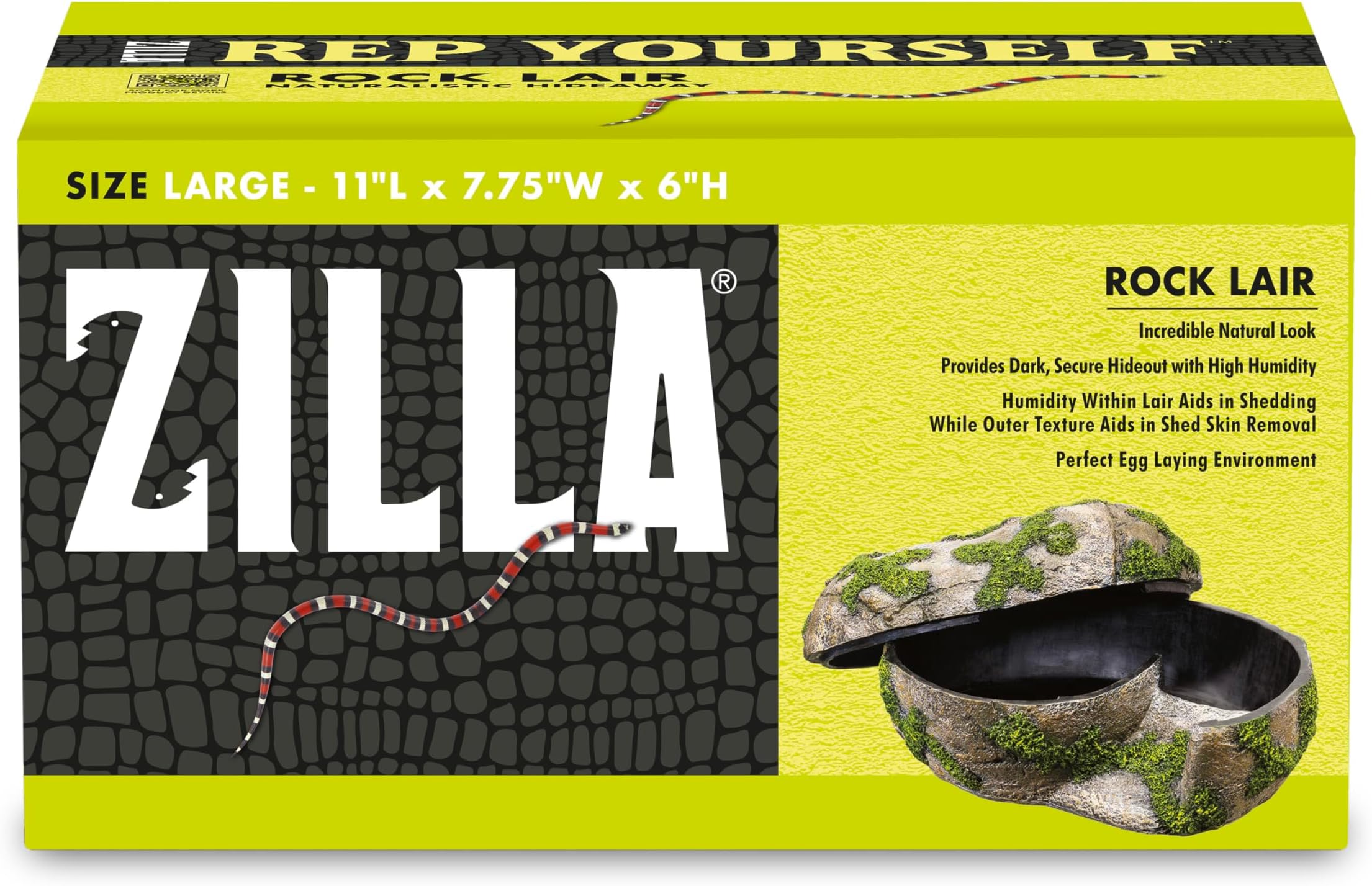 Rock Lair, Naturalistic Hid, Supports Shedding and Egg-Laying, Retains Humidity, Ideal for Snakes and Lizard, Large