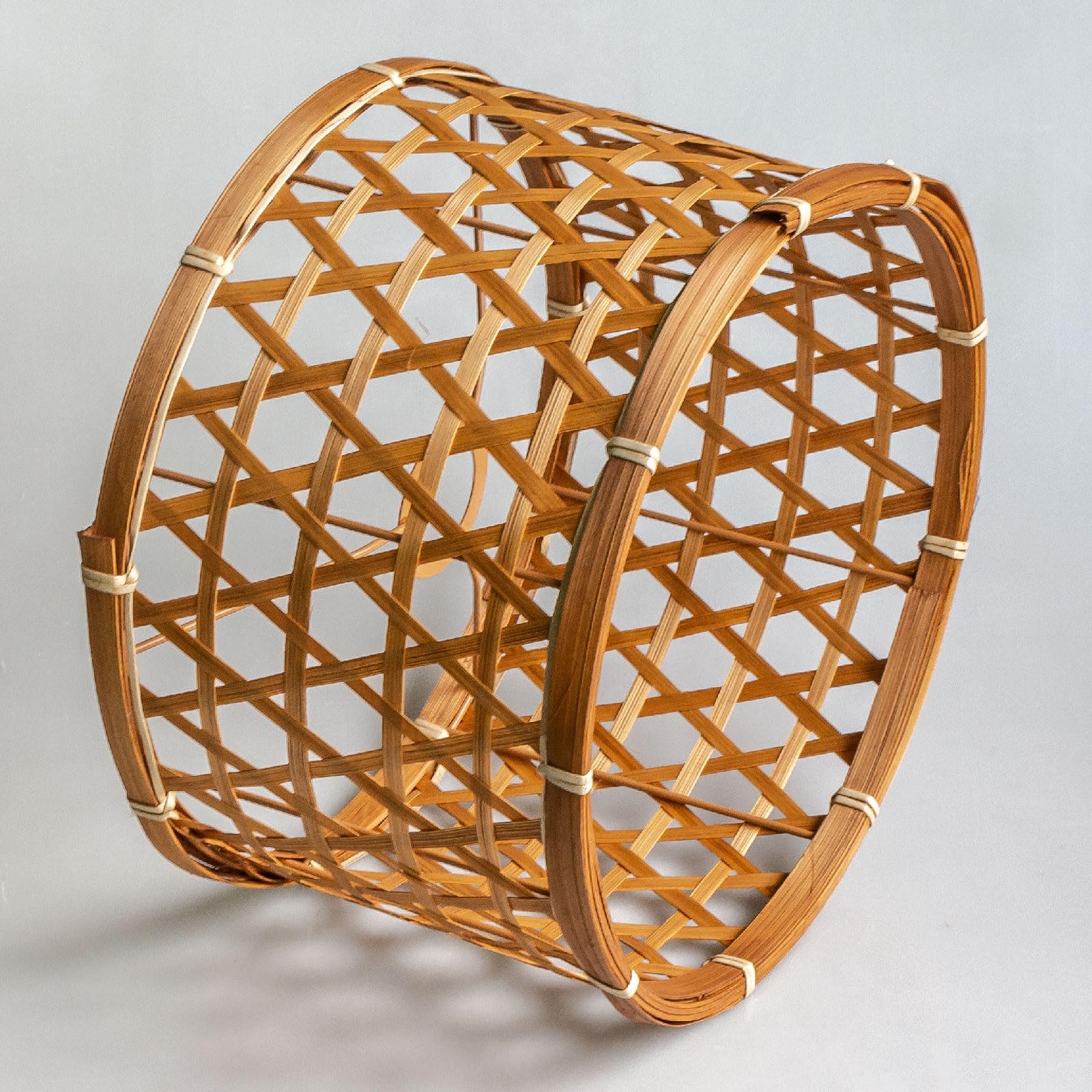 paralume rotondo,bambù, a tamburo intagliato,Design unico a “diamante per lampada da terra, lampada a sospensione, lampada da tavolo