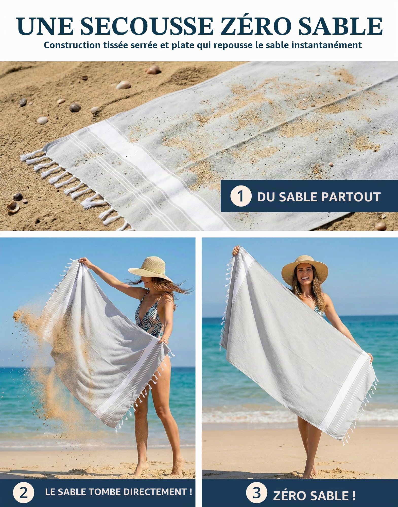 LANE LINEN Lot de 6 serviettes de plage turques pour femme – Prélavées, anti-rétrécissement, anti-sable, à séchage rapide, légères et douces, 99,1 x 180,3 cm – Plage vintage