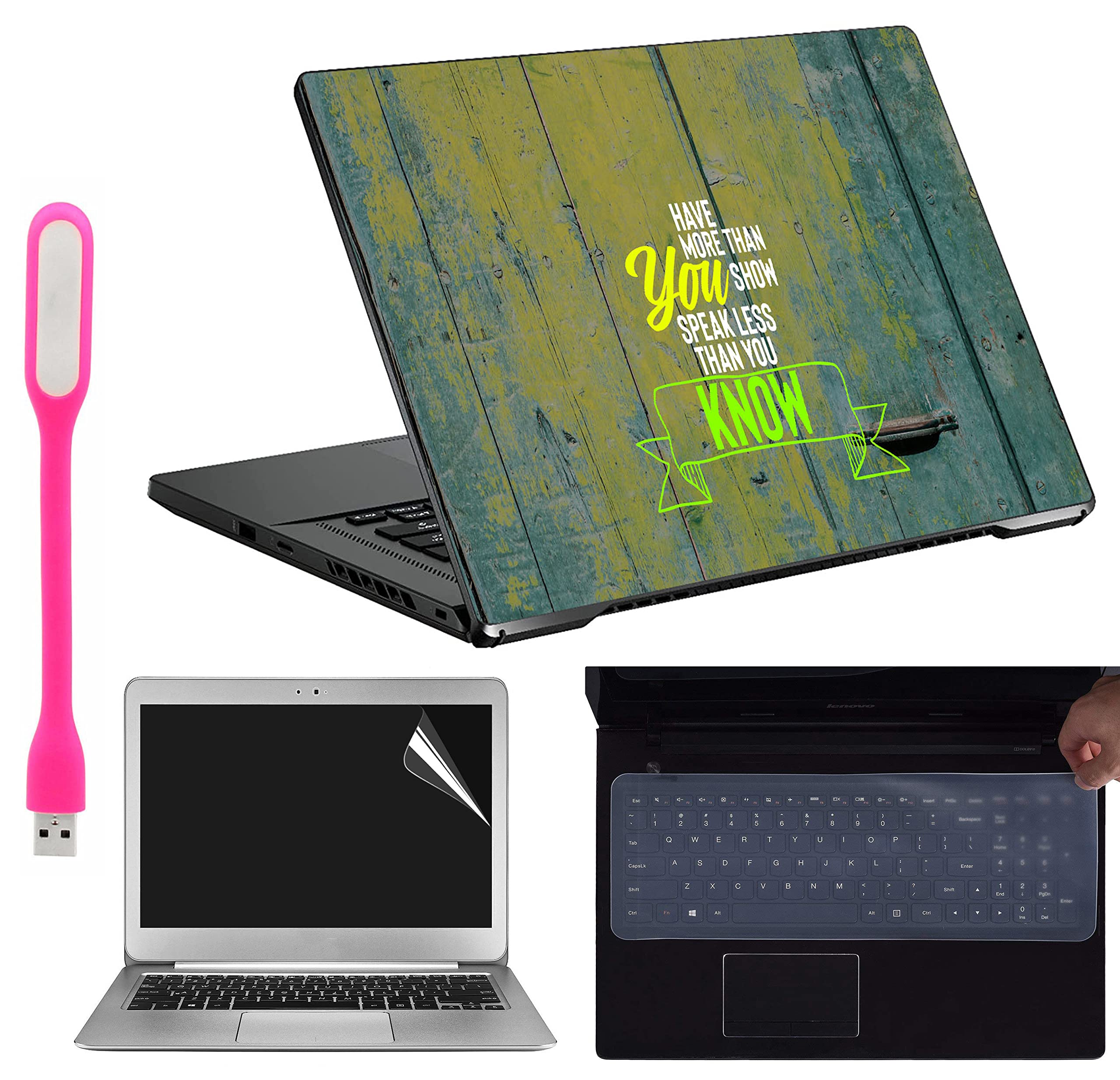 Ramiya 4 in 1 Combo Kit for 15.6-inch Laptops Decal | Screen Guard | Silicone Keyboard Protector | and USB LED Light All Models (Upto) Size : 15.6"x 10.1" XZ138 (B09R2WN9D4) Amazon Price History, Amazon Price Tracker