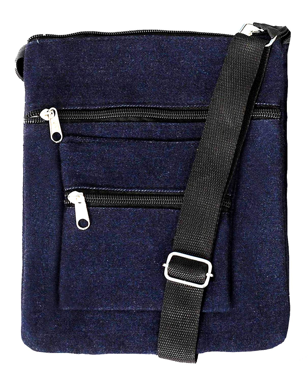 Alemah Womens Multi-Pocket Cotton Denim Cross-body/Side Sling Bag with Adjustable Shoulder Strap. (Dark Blue) (B07KSHT29L) Amazon Price History, Amazon Price Tracker