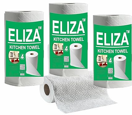Eliza 4 Ply Advance Kitchen Towel Tissue Paper Roll - Pack of 4 (60 Pulls Per Roll 4ply, 240 Sheets)