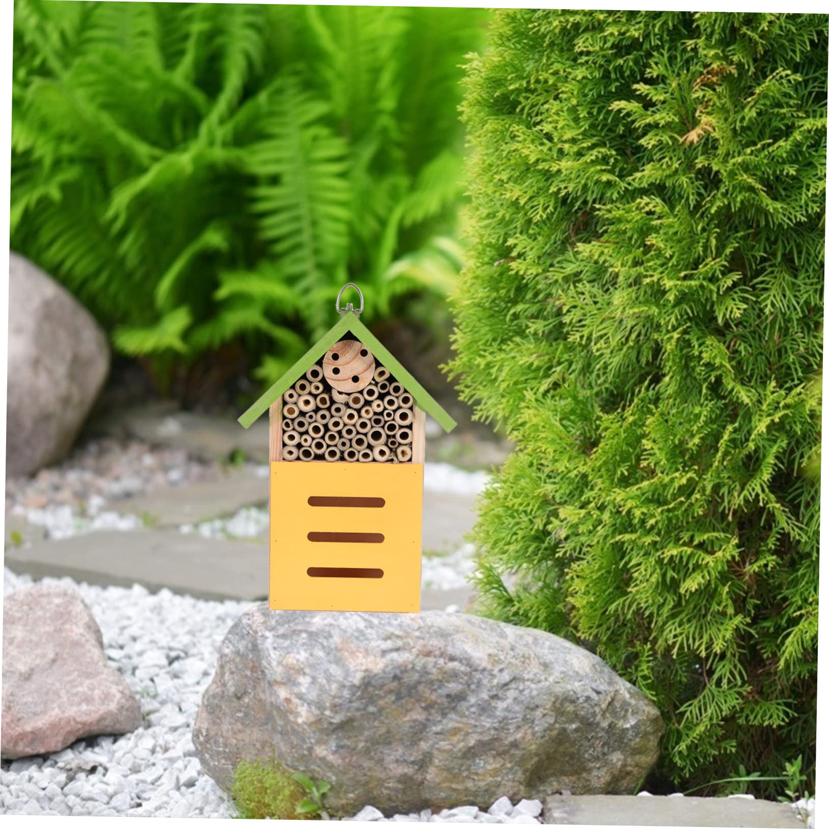 Abaodam Casetta per Insetti in Legno Verde per Giardino, Rifugio per Api e Piccoli Insetti Benefici, Favorisce L'impollinazione e L'ecologia