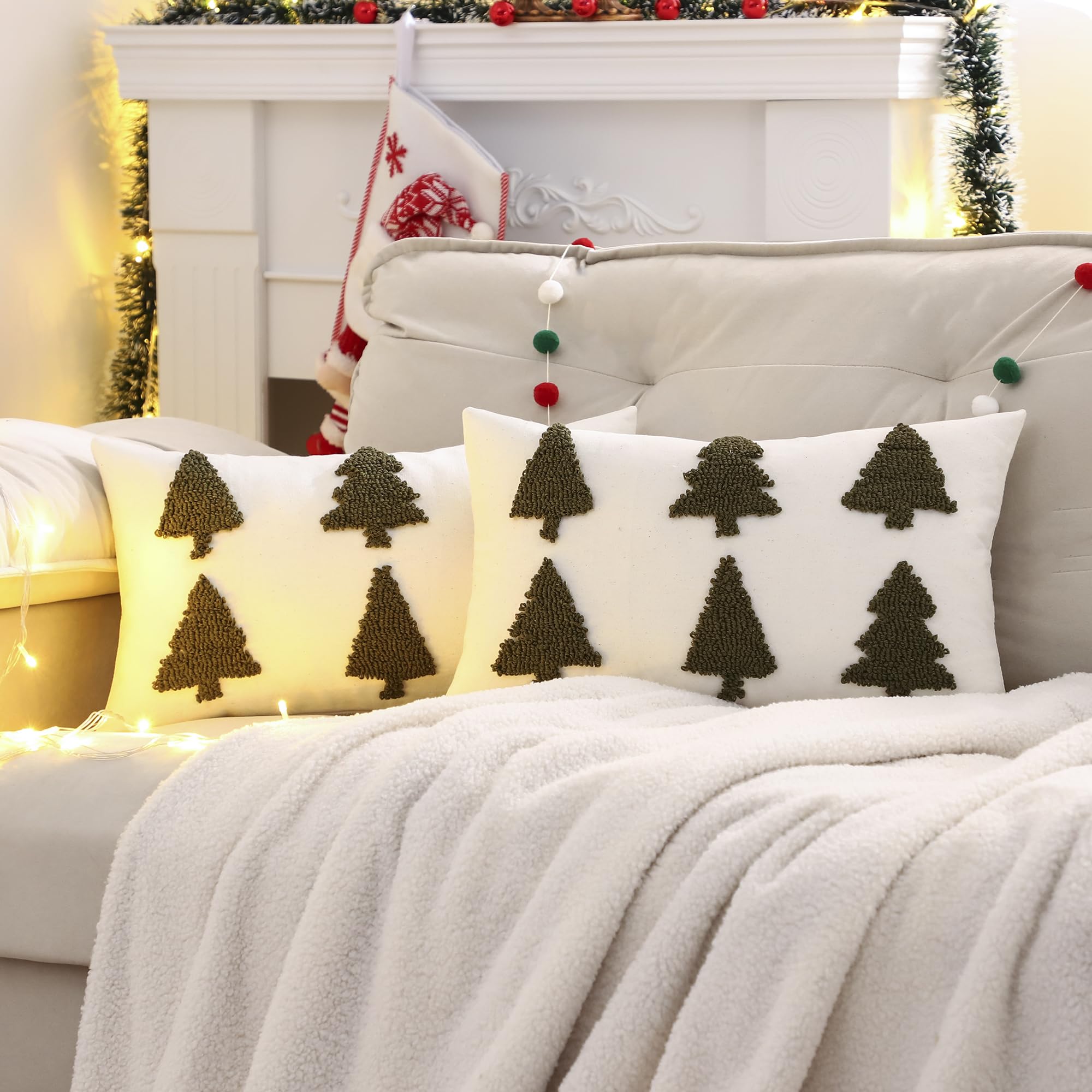 Tosleo Christmas Embroidered Pillow Covers 12 x 20 Inch Set of 2 - Image 2
