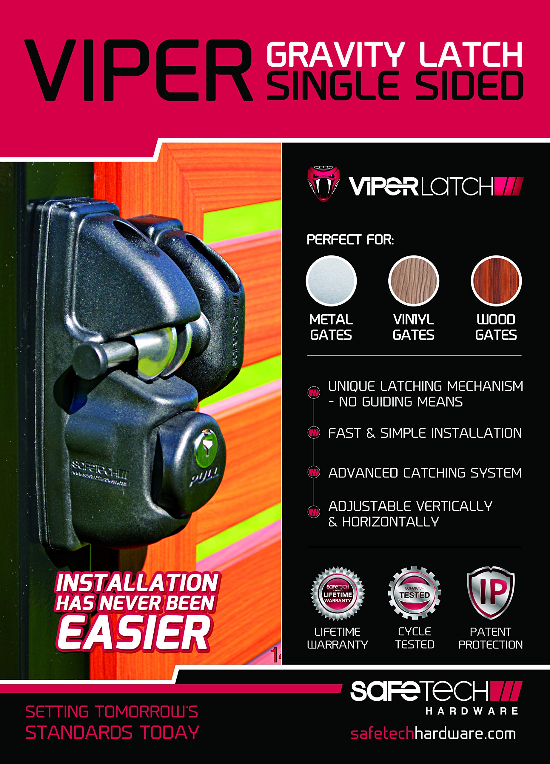 Safetech Viper X1 Vinyl Gate Latch Key Lockable Gate Lock