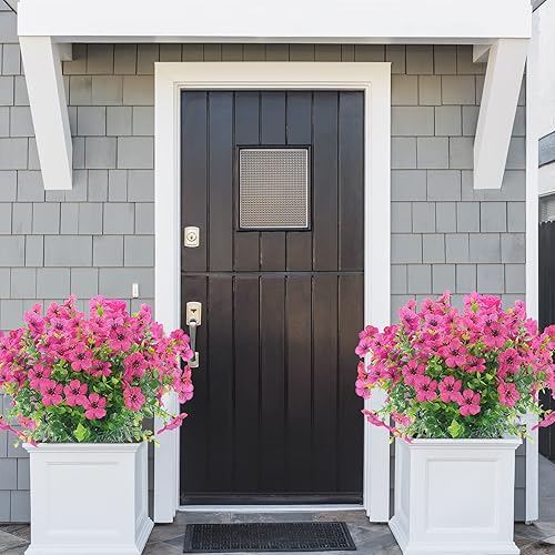 Miniatura 5 de 12 paquetes de flores artificiales para exteriores, resistentes a los rayos UV, plantas de plástico falsas para interiores y exteriores, plantas