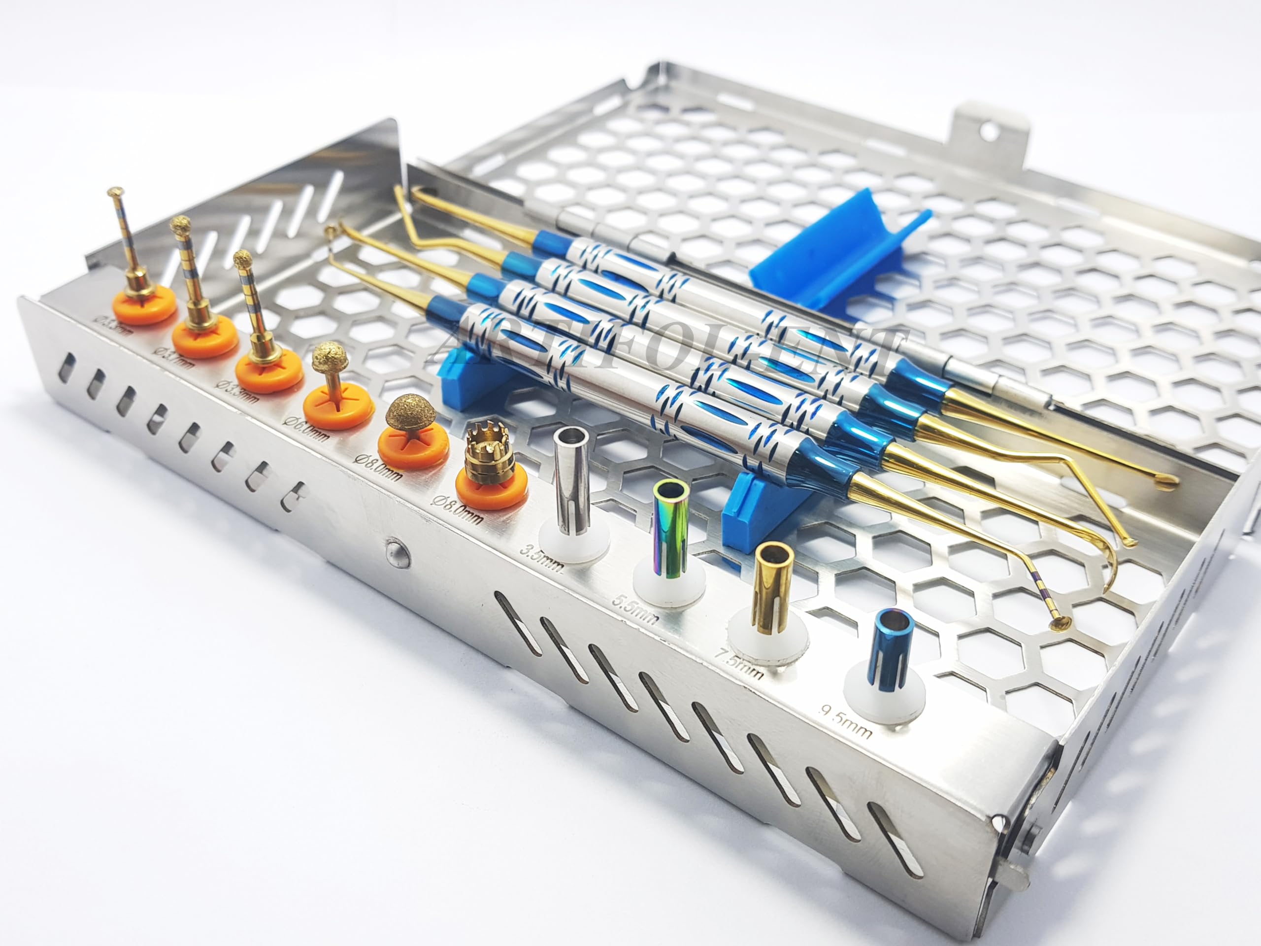 Sinus Lift Implant Kit - DASK Lift Drills Stoppers Elevators - Dental Elevation Instruments Set with Stainless Steel Cassette 14 Pcs
