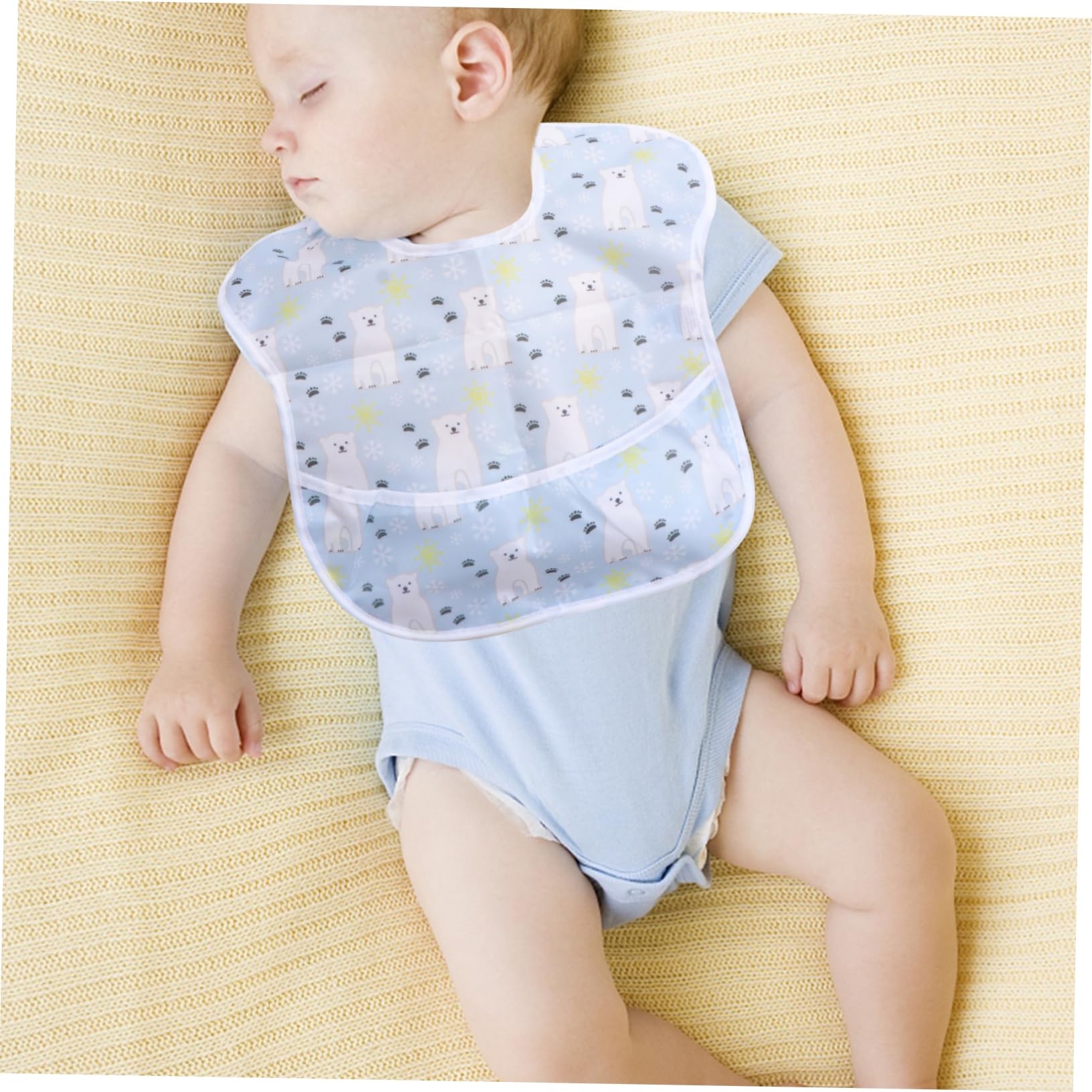 VICASKY 9piezas Baberos Impermeables De Diseño De Oso y Pingüino Toallas De Saliva Para Bebés Baberos Desmontables Alimentación Infantil