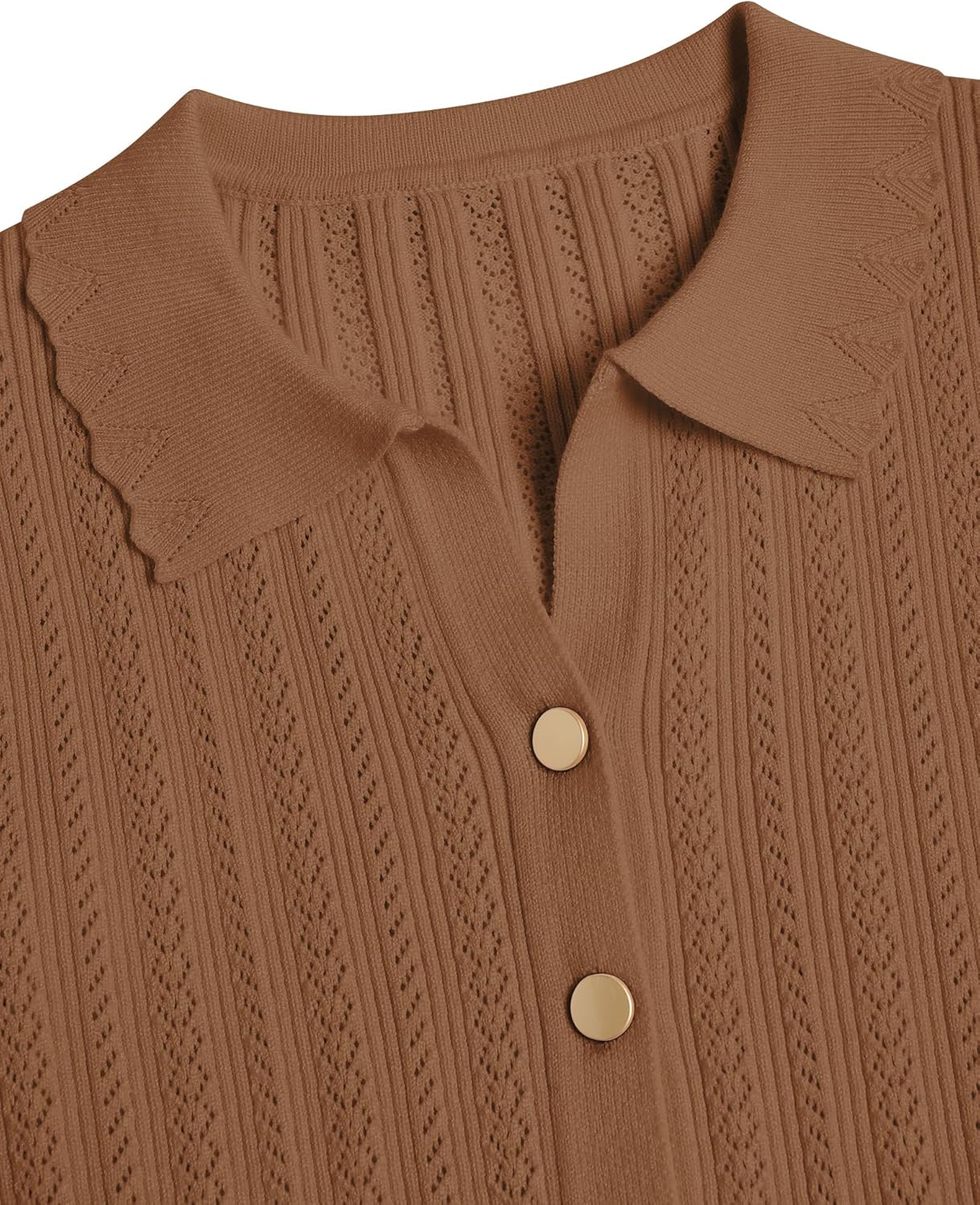 ZAFUL Cropped Cardigan Sweaters for Women 2025 Collared Button Down Long Sleeve Crochet Knit Shrugs Fall Outfits Clothes - Image 6