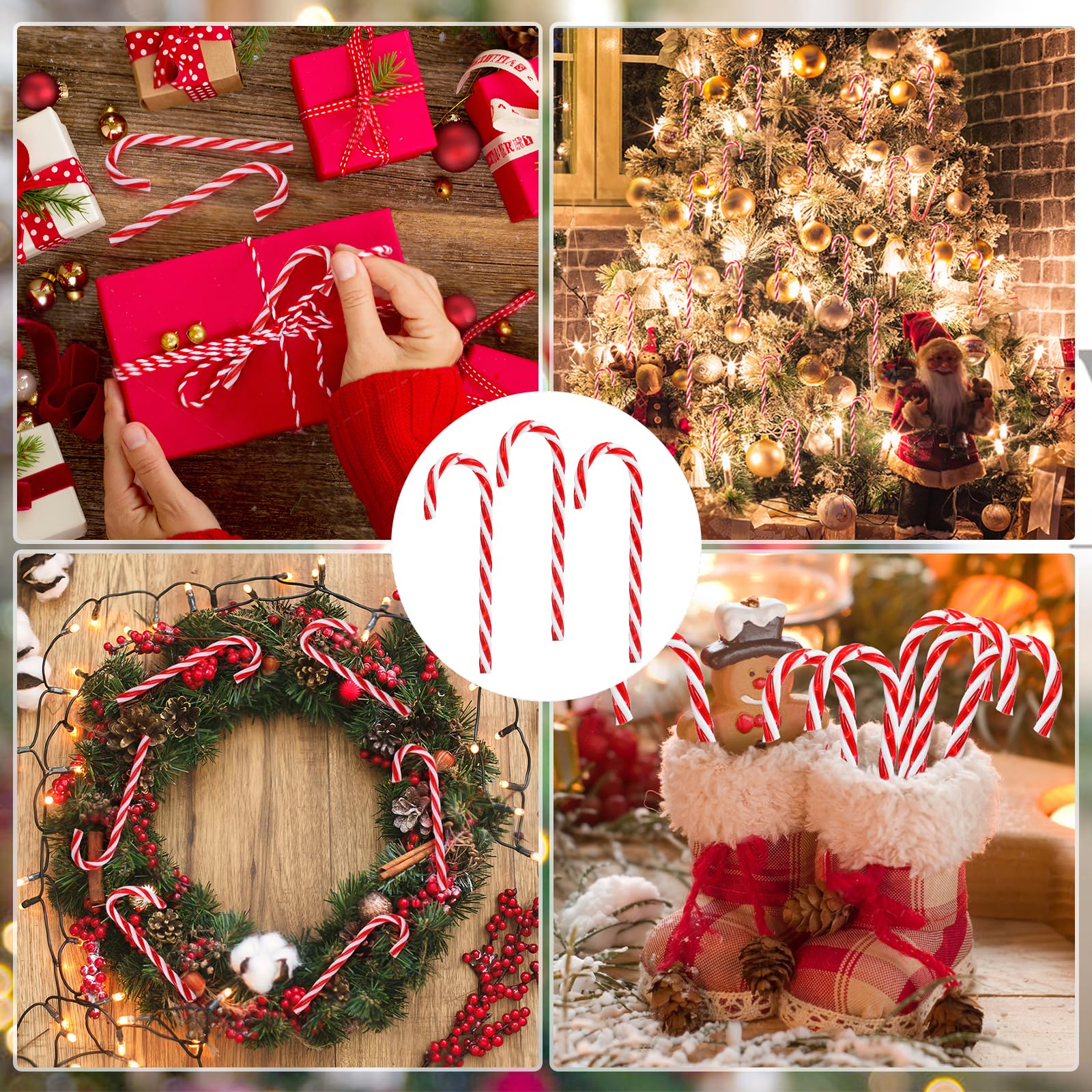 Naler 30pcs Candy Cane Christmas Decorations Christmas Tree ornaments Plastic Candy Canes for Hanging Tree Wall Home Party Christmas Decorations - Image 2