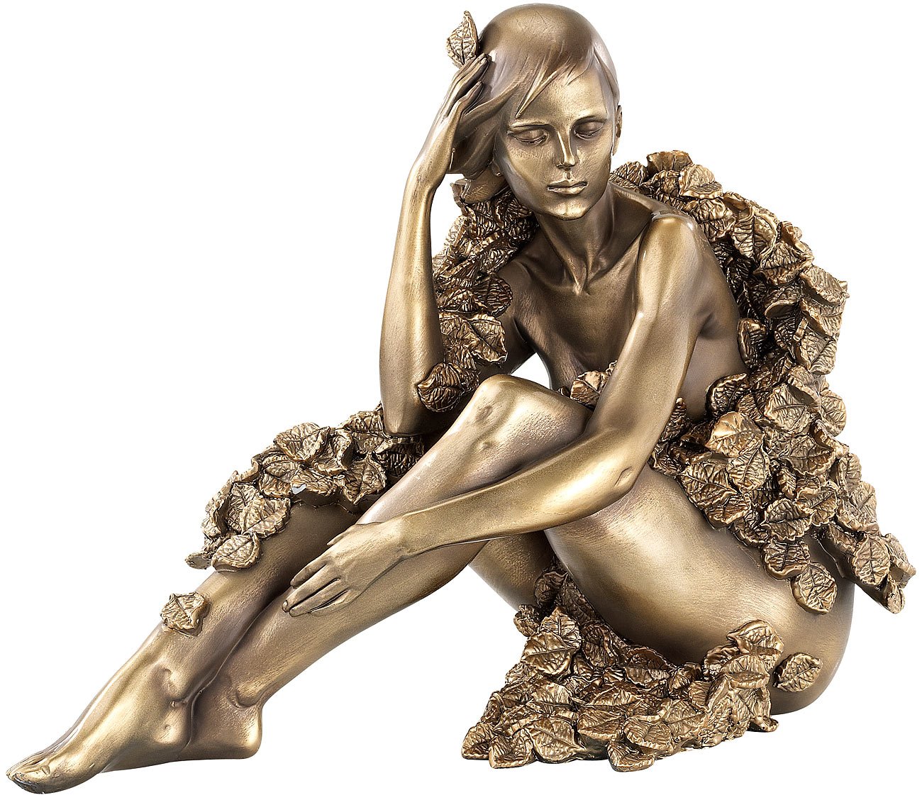 Carlo Milano Skulpturen: Sitzende Frauen-Statuette, Kunstharz-Guss in Bronzeoptik (Frauen Figur Deko, Dekofigur, Statue)