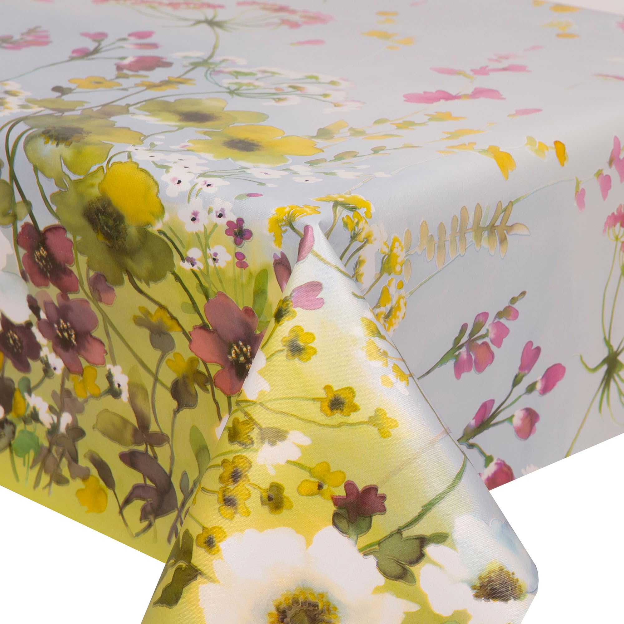 Qpc Direct Multicolor Secret Meadow Floral Pvc Oilcloth Table Cover Vinyl Tablecloth 140 X 200Cm Rectangle