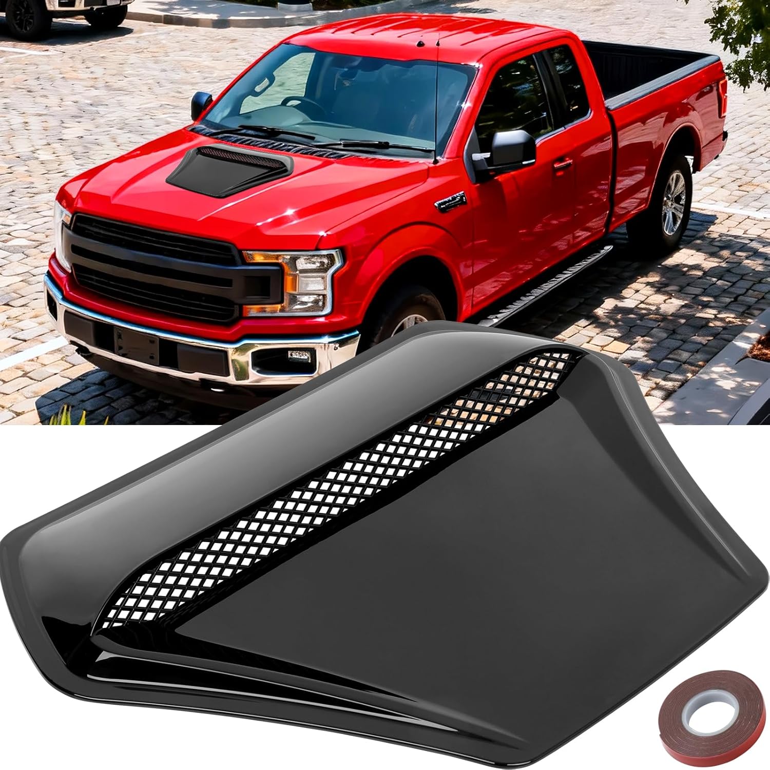 Hood Scoops For Cars, Universal Hood Vents, Automotive Hood Scoops for Trucks Compatible with F150 F250 F350 Dodge Ram 1500 2500 Toyota Tundra GMC Sierra 1500 2500 Jeep Wrangler