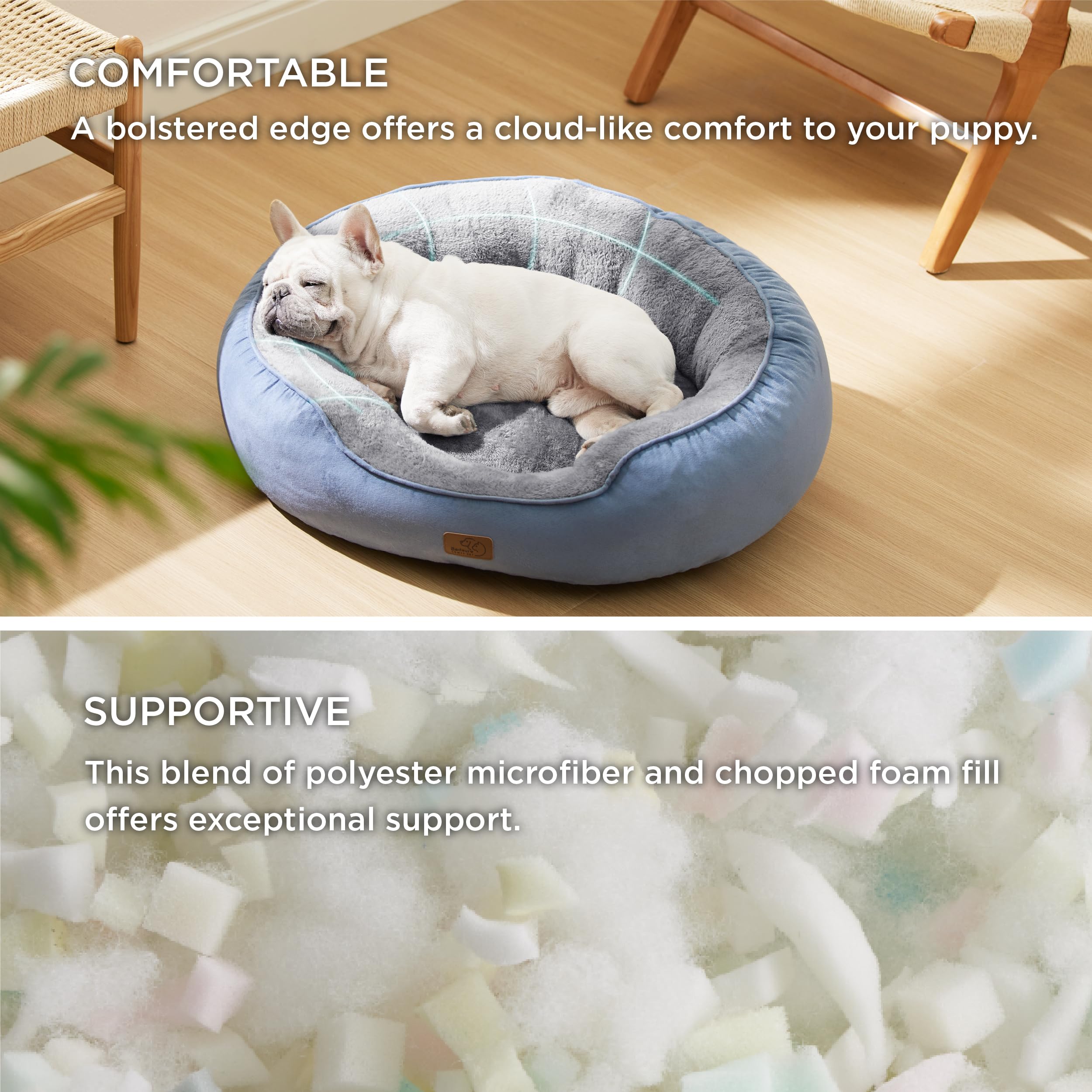 BEDSURE Katzenbett waschbar Katzen Bettchen - 76x61x20cm Katzen Bett mit Zweiseitig Innenkissen Katzenschlafplatz für oder kleine Hunde, blau