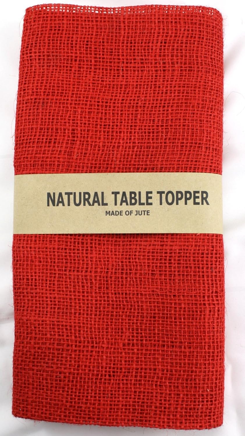 KelToy Burlap Jute Table Topper/Overlock Edge, 52 by 52