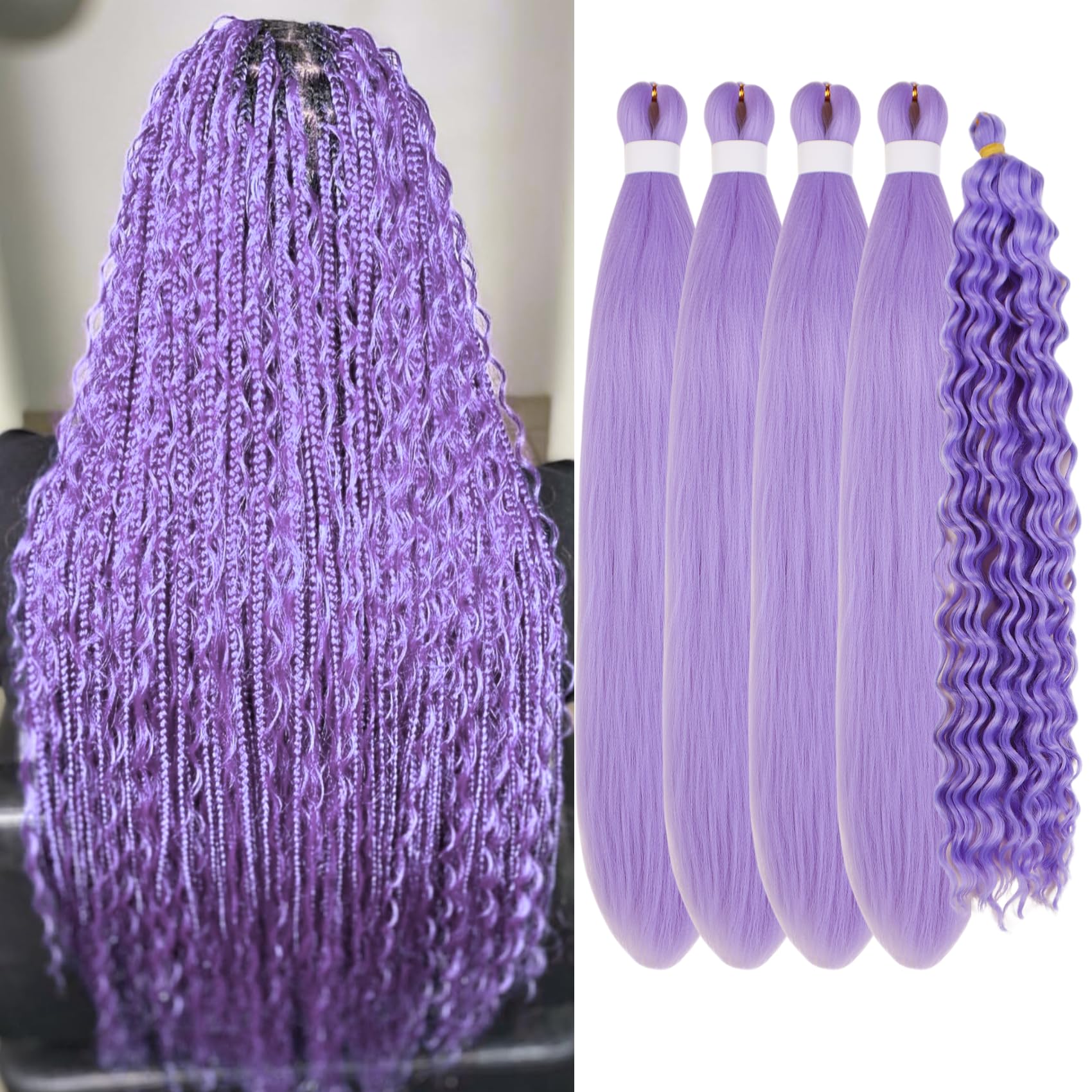 Amazon.com : Gozill Lavender Purple Braiding Hair Pre stretched